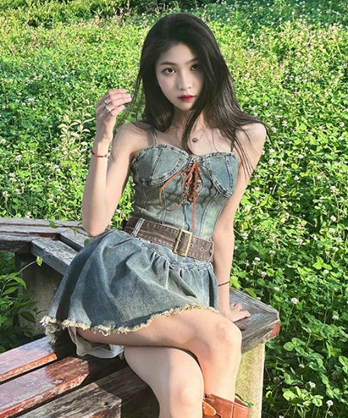 バカンスお勧め★クララ デニムワンピース♪ フロントホックデニムロングワンピース | CASA FLINE公式通販 rumors