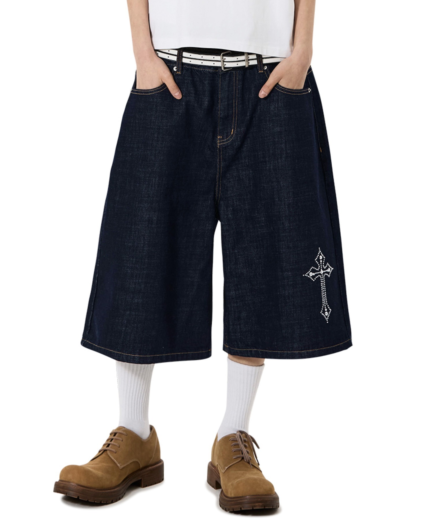 oyパンツ OY/オーワイ』STUD CROSS WIDE SHORTS /スタッズクロスワイドショート