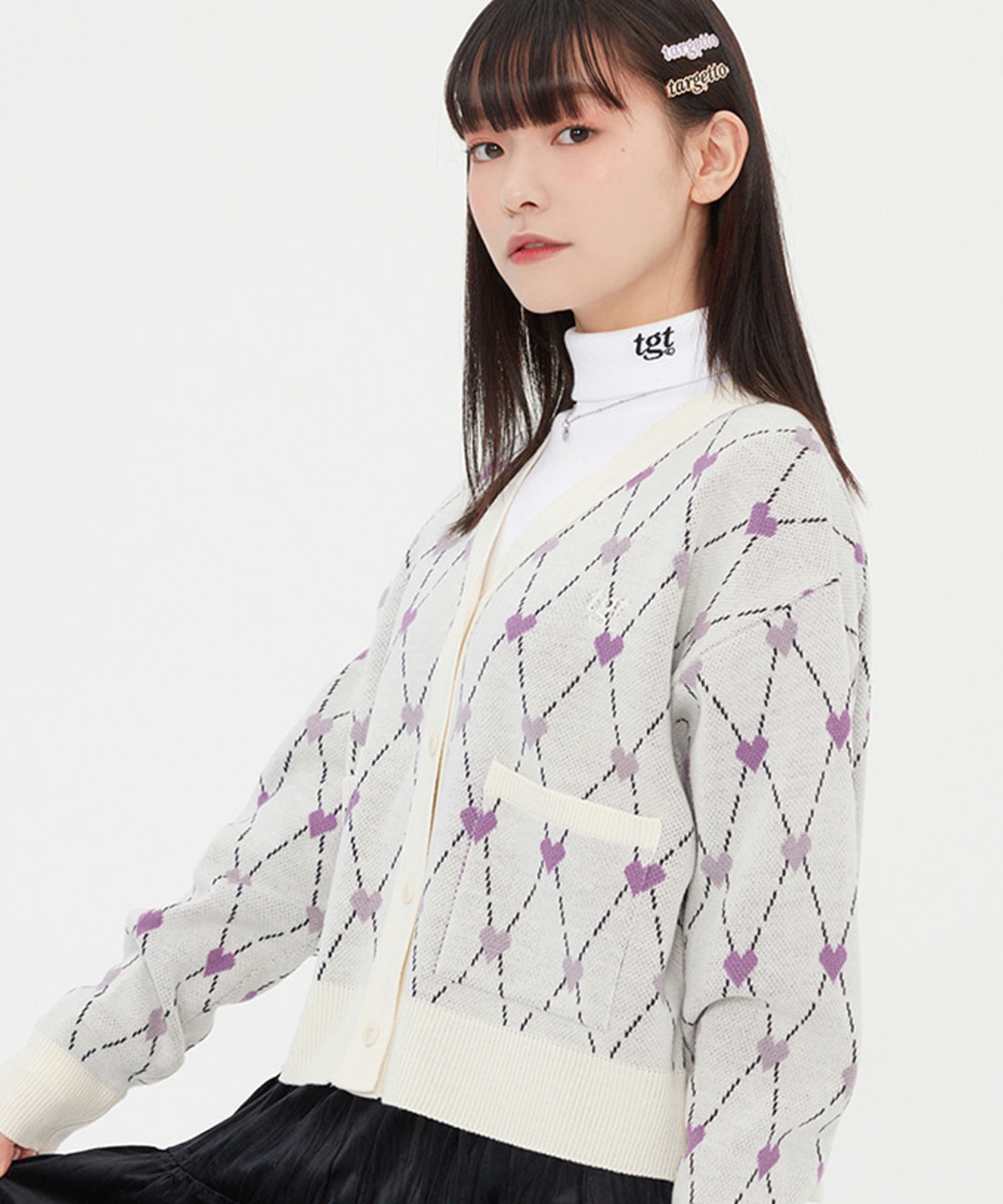 『TARGETTO/ターゲット』HEART ARGYLE JACQUARD CARDIGAN/ハート アーガイル ジャカード カーディガン