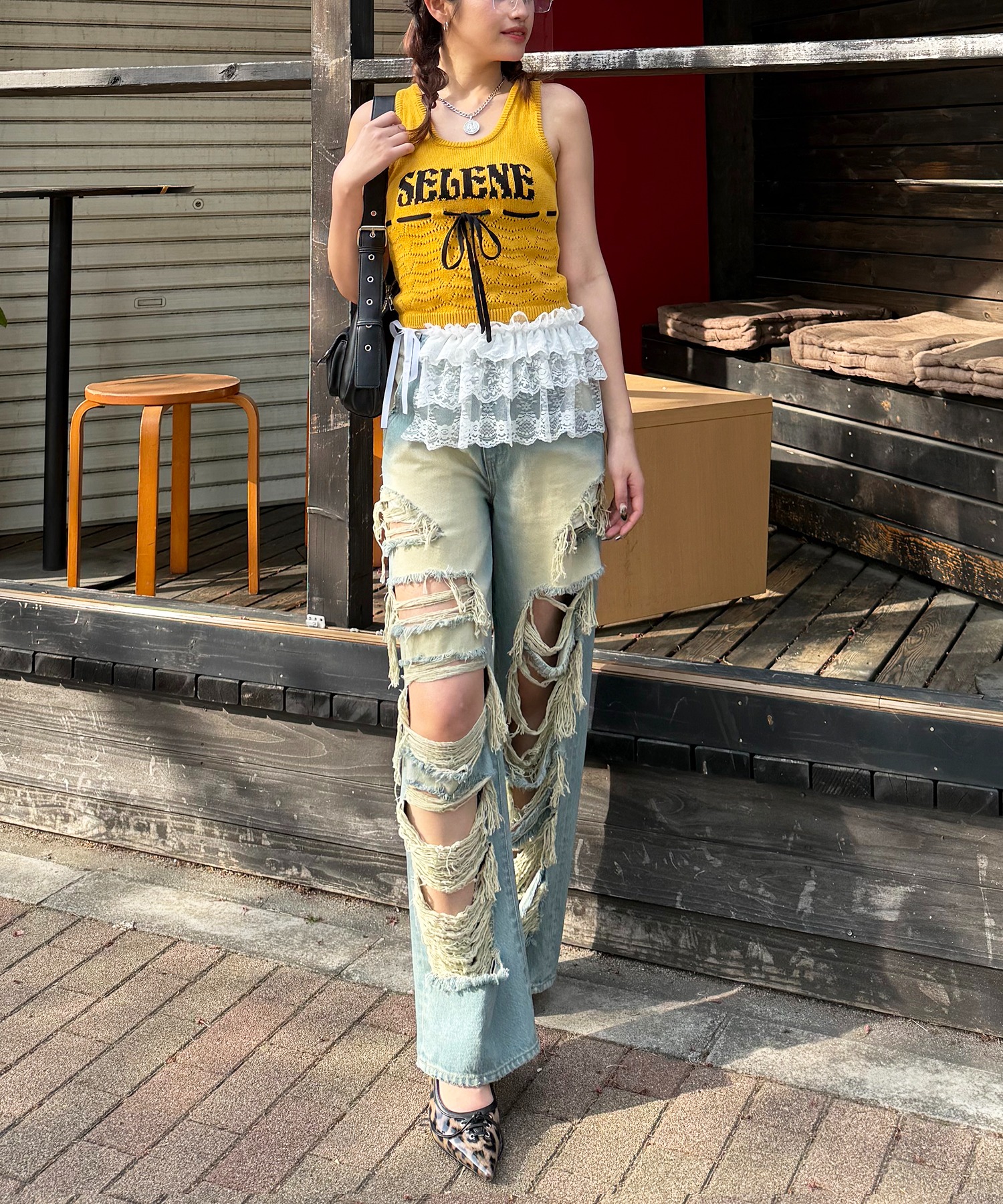 タンクトップ ノースリーブ SELENEリボンノースリニット レディース SELENEリボンノースリニット SPIRALGIRL│SPIRALGIRL
