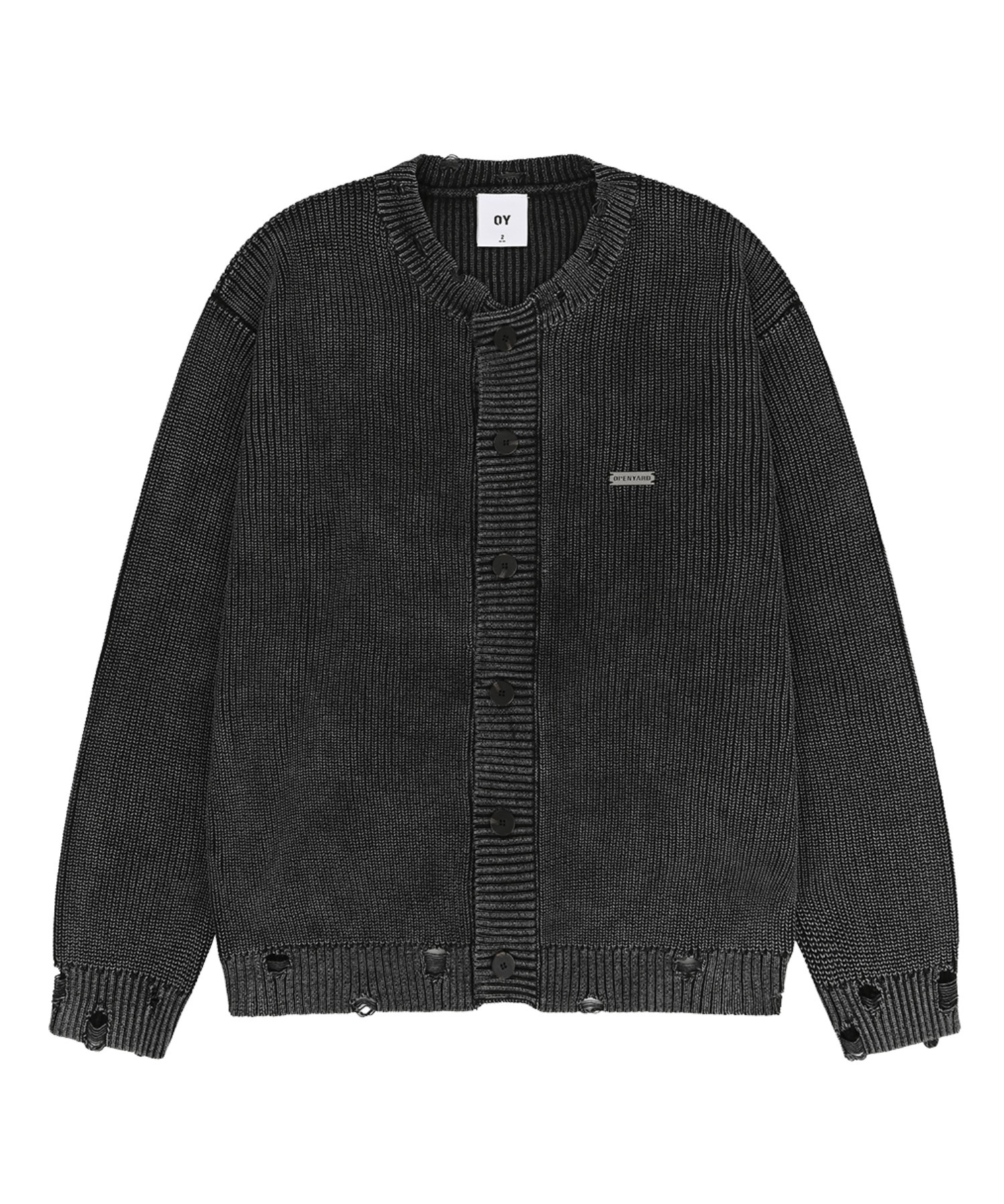 OY/オーワイ』 DISTRESSED DYED CARDIGAN/ダメージ加工