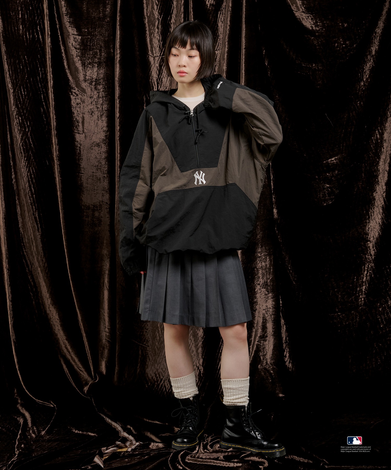 Perushu × MLB ナイロンアノラックプルオーバー