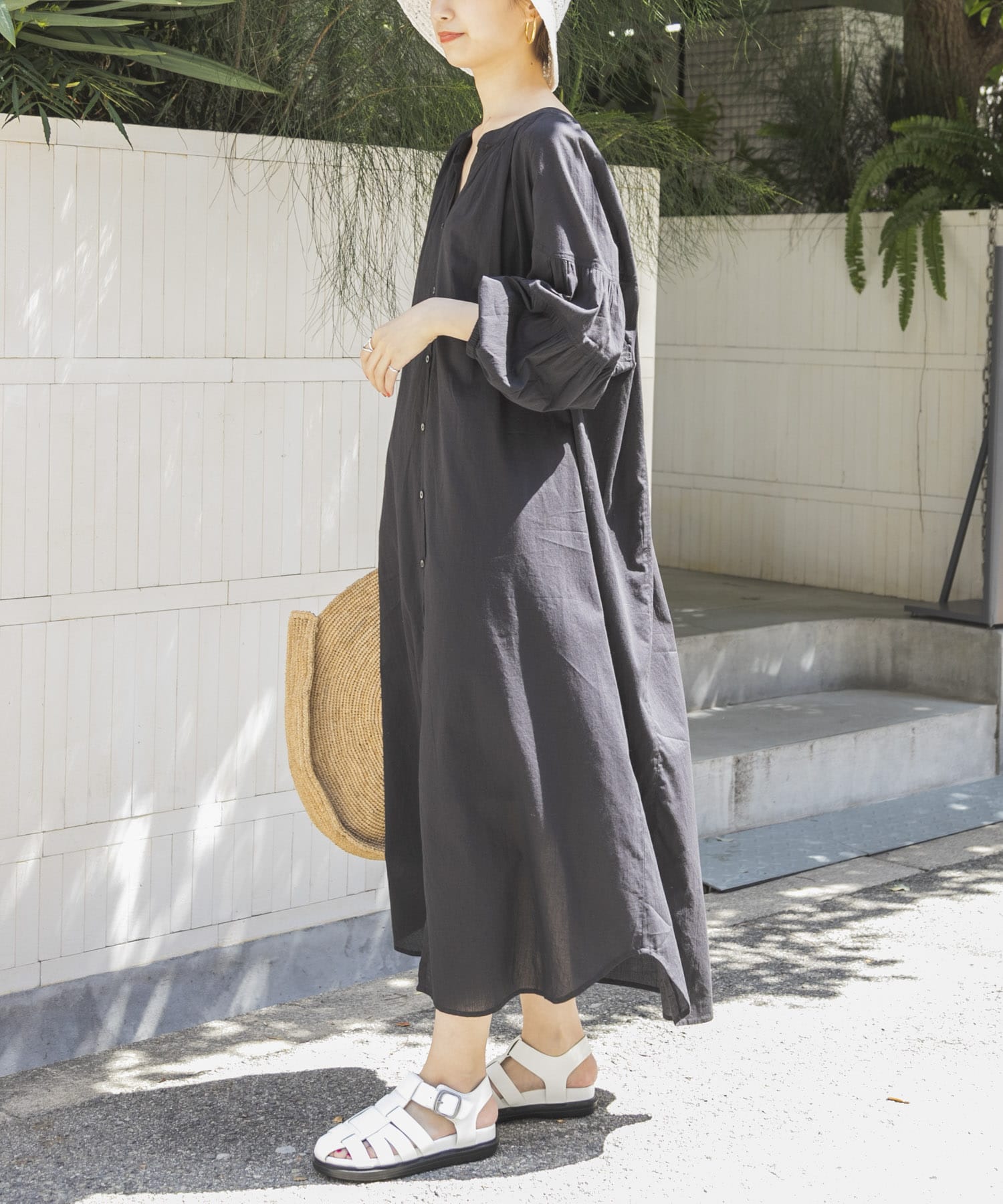 コットンボイル袖ボリュームワンピース Economlife Com