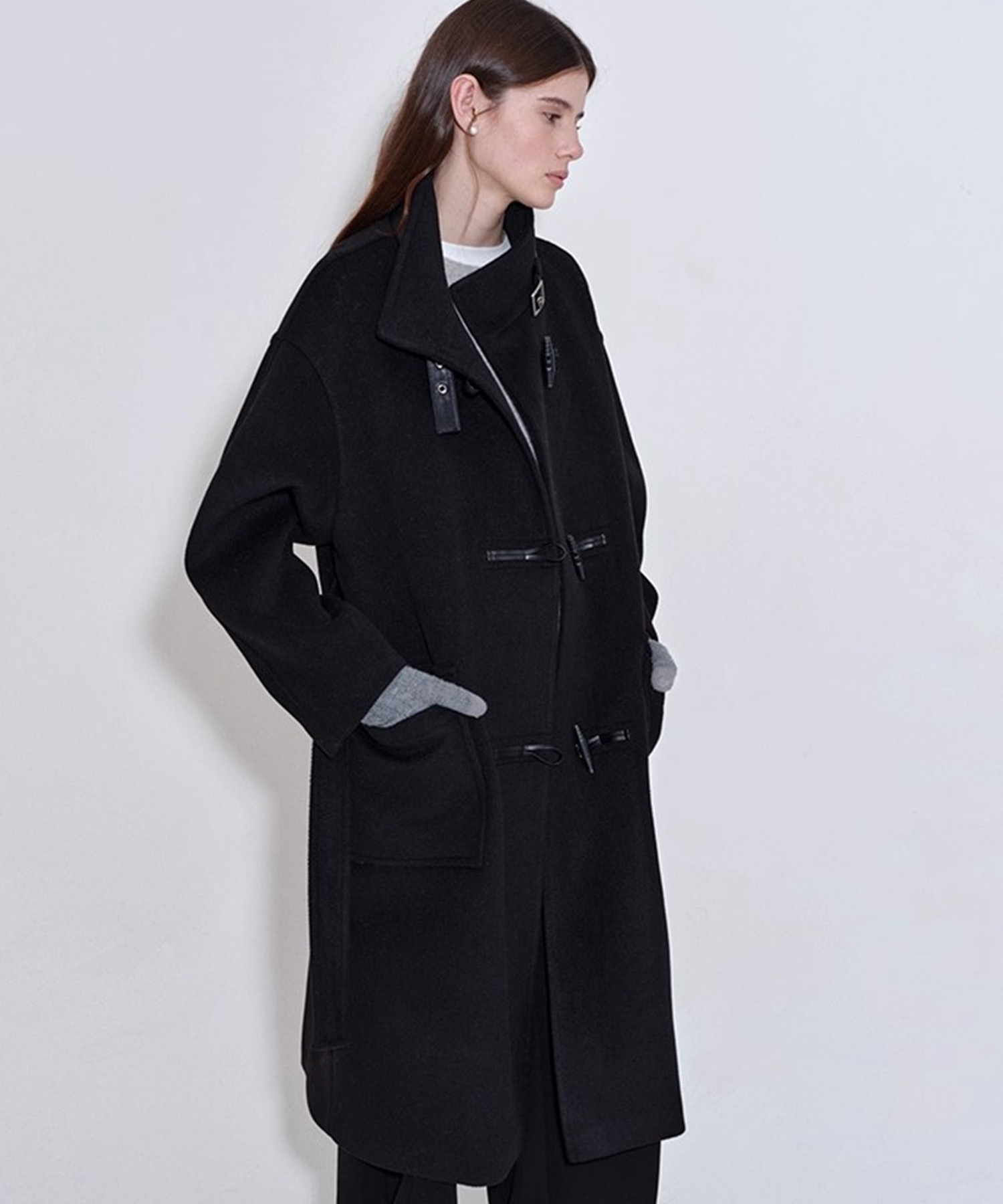 スタンドカラー ウエストベルト付きロングコート FQ25W314【Fano