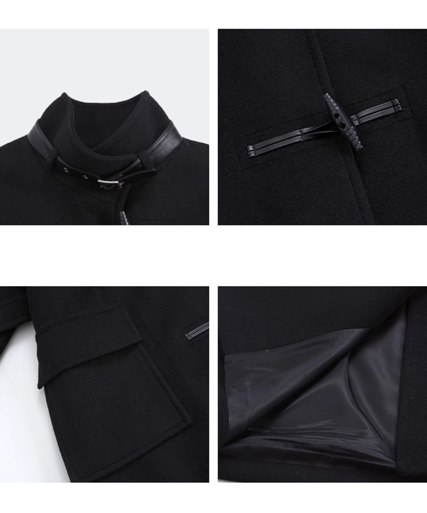 Chocquenet ファーライナー付ロングコート ウエストベルト 高級感 スタンドカラー ウエストベルト付き ウールロングコート