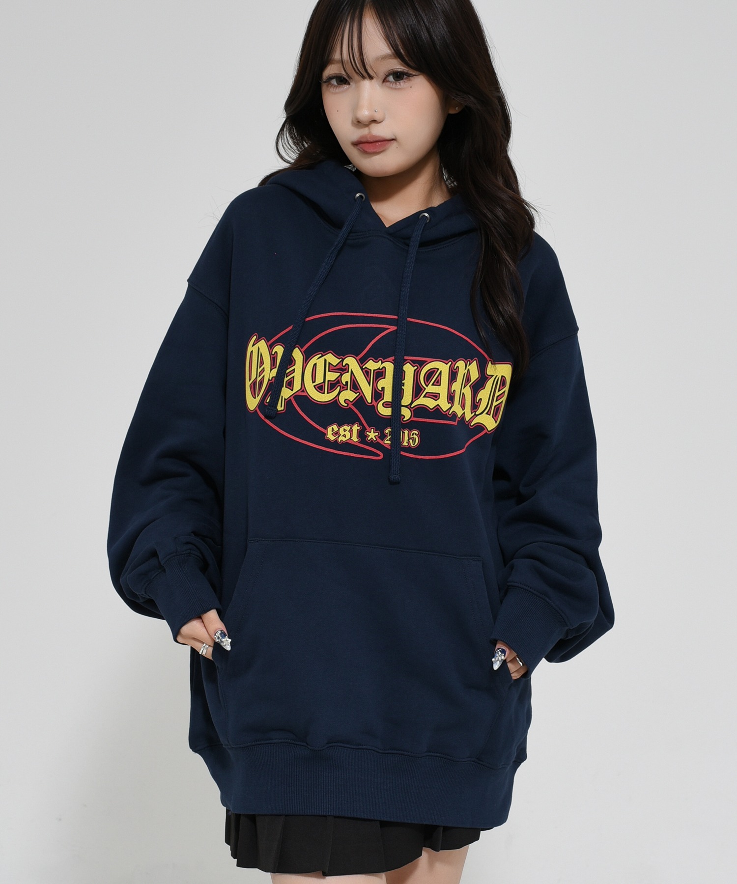 ★OY★CRACKED LOGO HOODIE - NAVY★正規品/韓国直送料込/人気 OY/オーワイ』 CRACKED LOGO HOODIE/ひび割れ ロゴパーカー OY