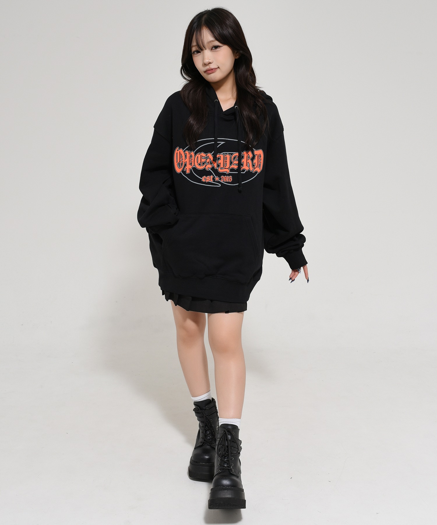 OY オーワイ パーカー センタープリントロゴ オーバーサイズ ブラック OY/オーワイ』 CRACKED LOGO HOODIE/ひび割れ ロゴパーカー OY│A'GEM