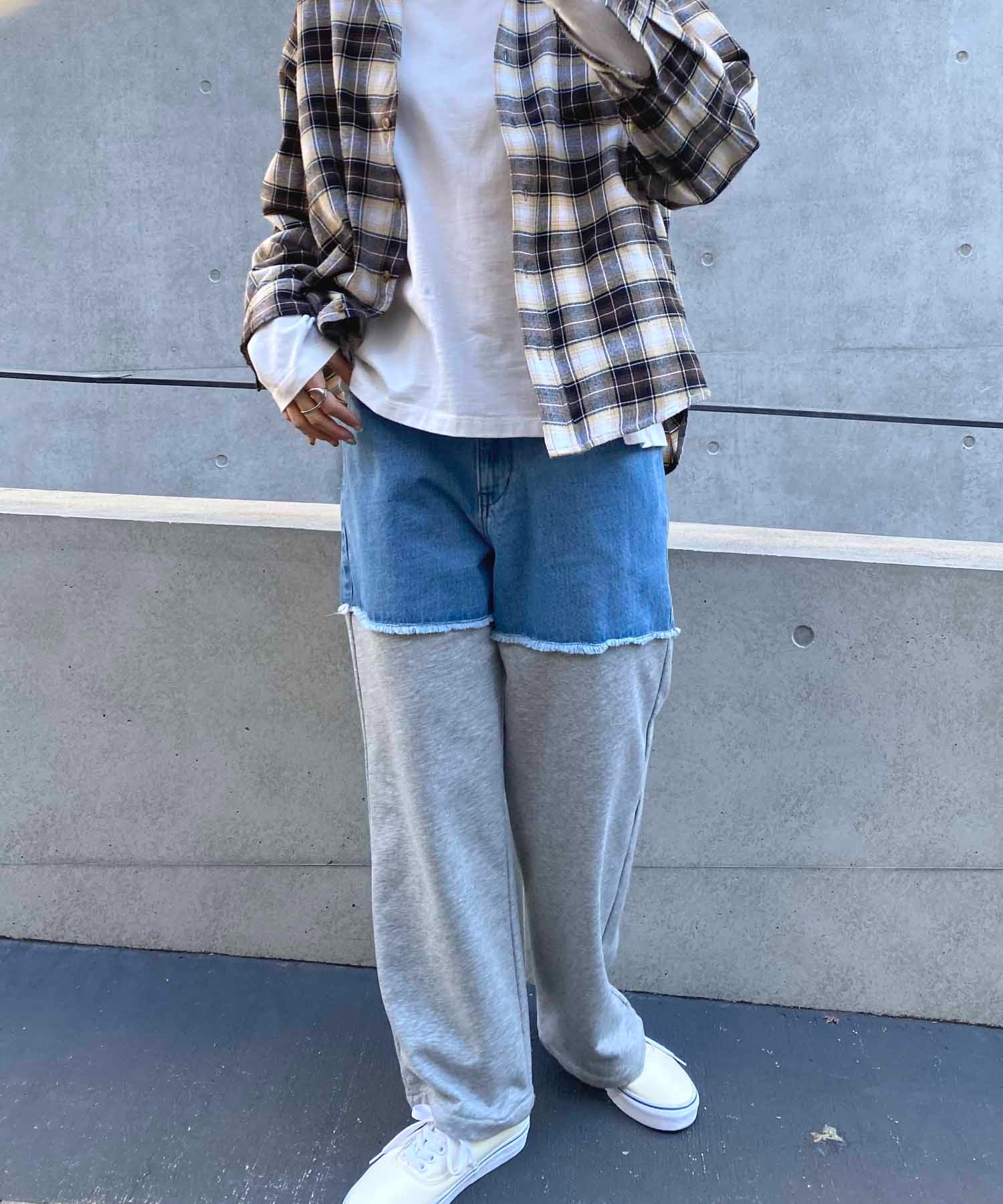 NANEAデニム切り替えスウェットパンツ