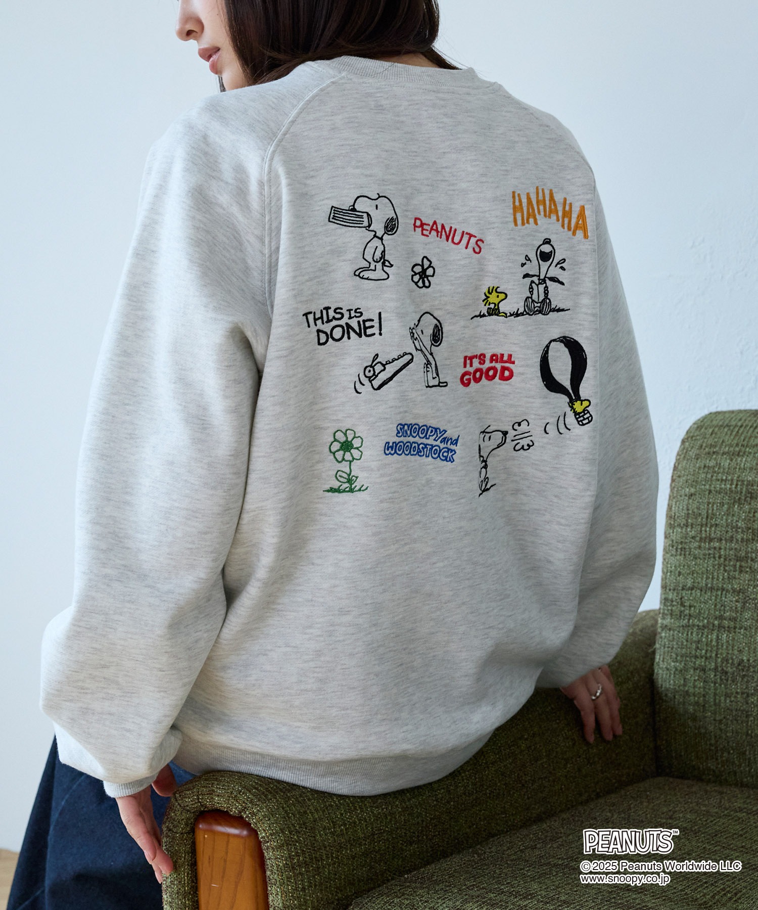 スヌーピー　ピーナッツ　ヴィンテージ　スウェット PEANUTS SNOOPY】別注 ピーナッツ スヌーピー ヴィンテージライク 刺繍