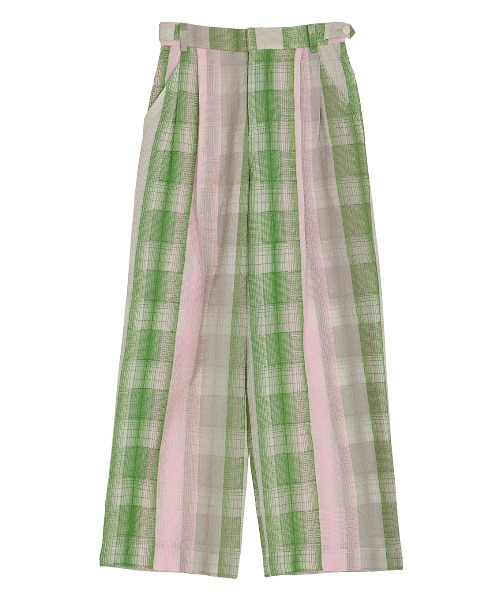 CHECK EMBROIDERY STRAIGHT PANTS