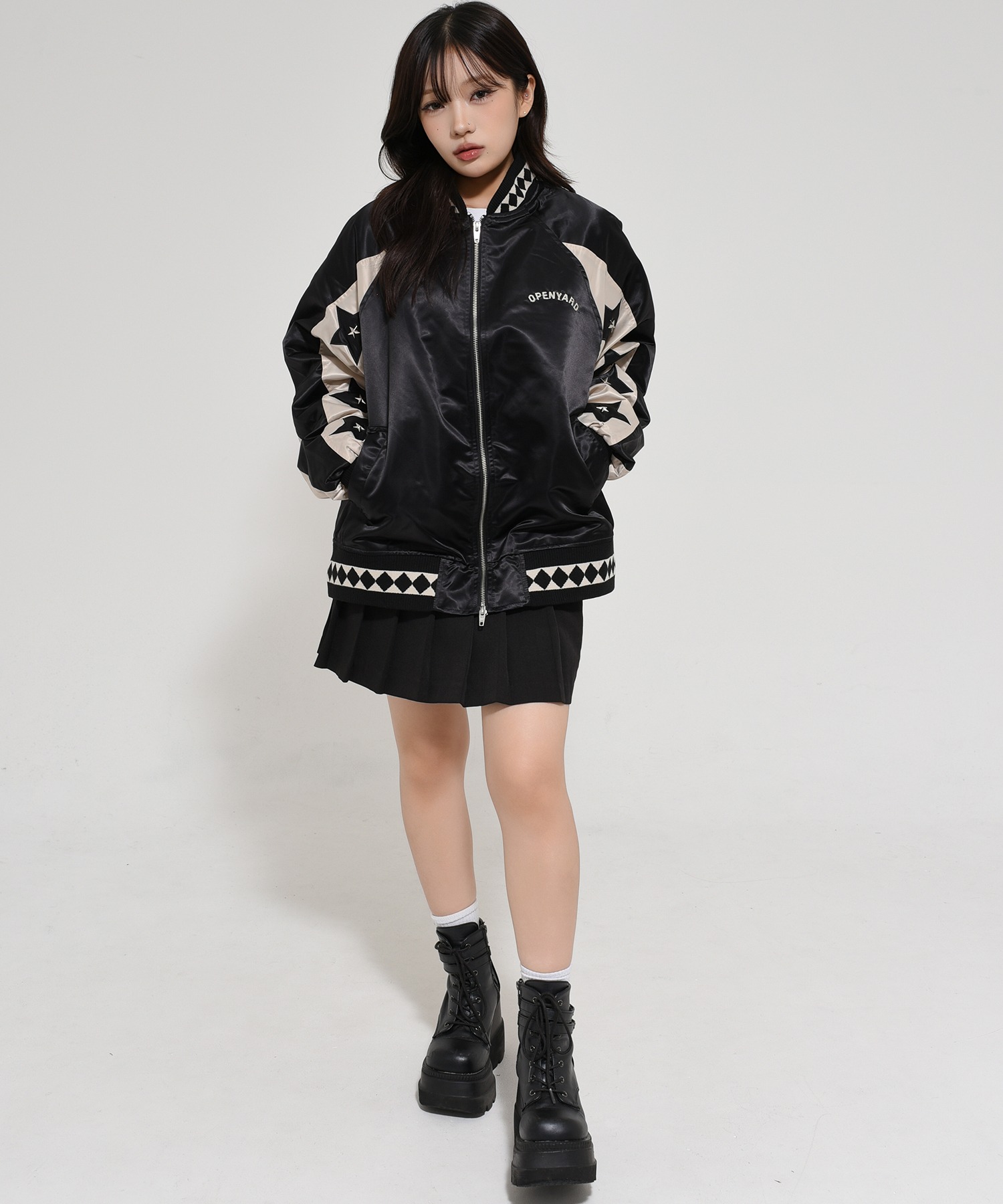 OY/オーワイ』 STAR LEATHER PATCH STUD JACKET /スターパッチ