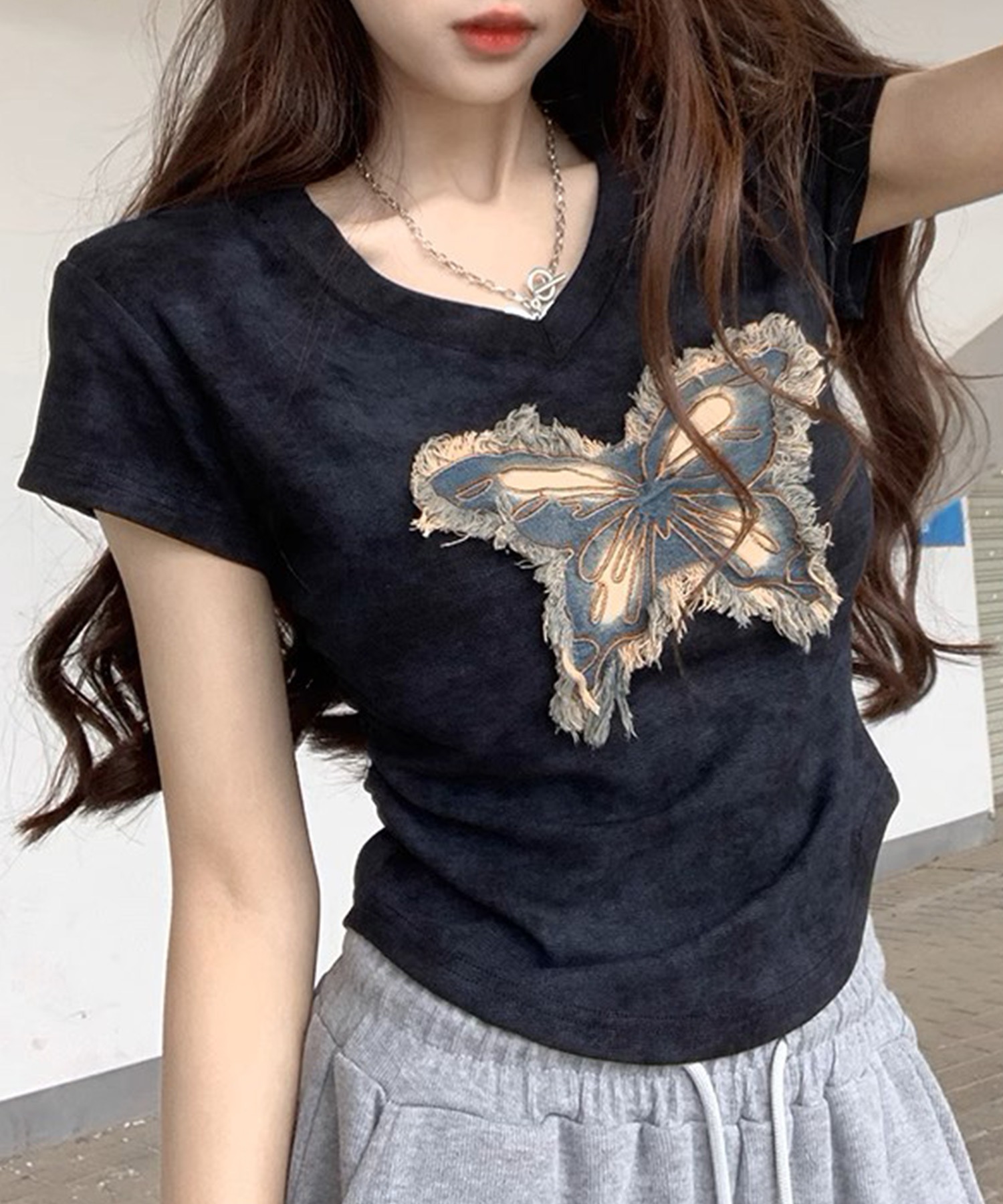 A'GEM/9 × .kom 『.KOM/ドットケーオーエム』 /蝶ギャザーT