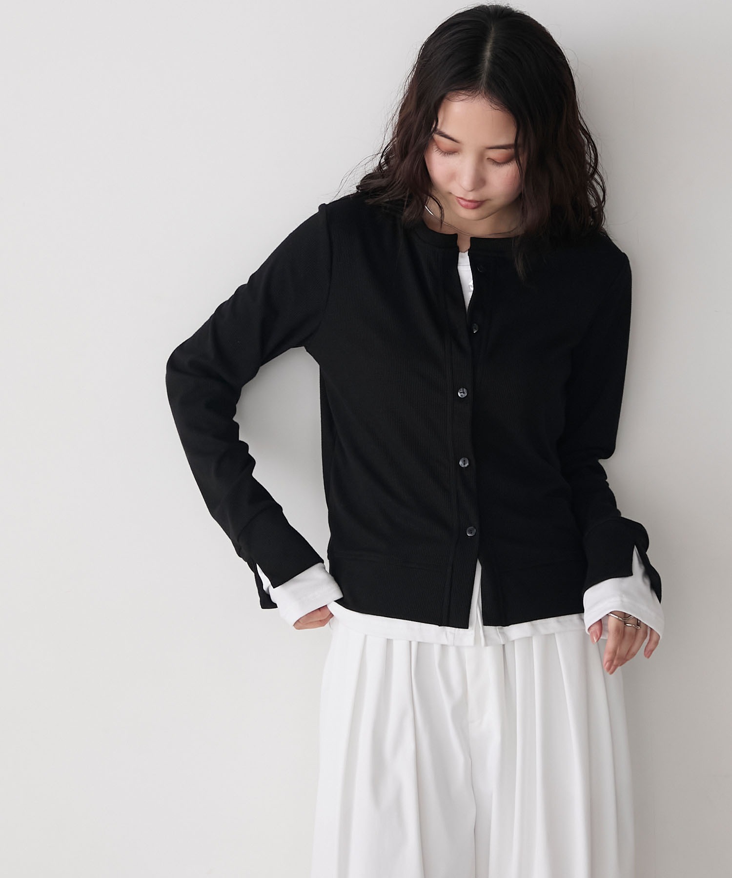 ラメリブカーディガン ラメリブカーディガン （ライトグレー）