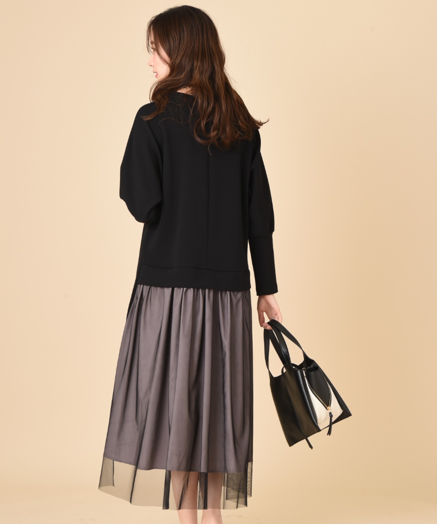 配色チュールドッキングワンピース Urban Tales Com