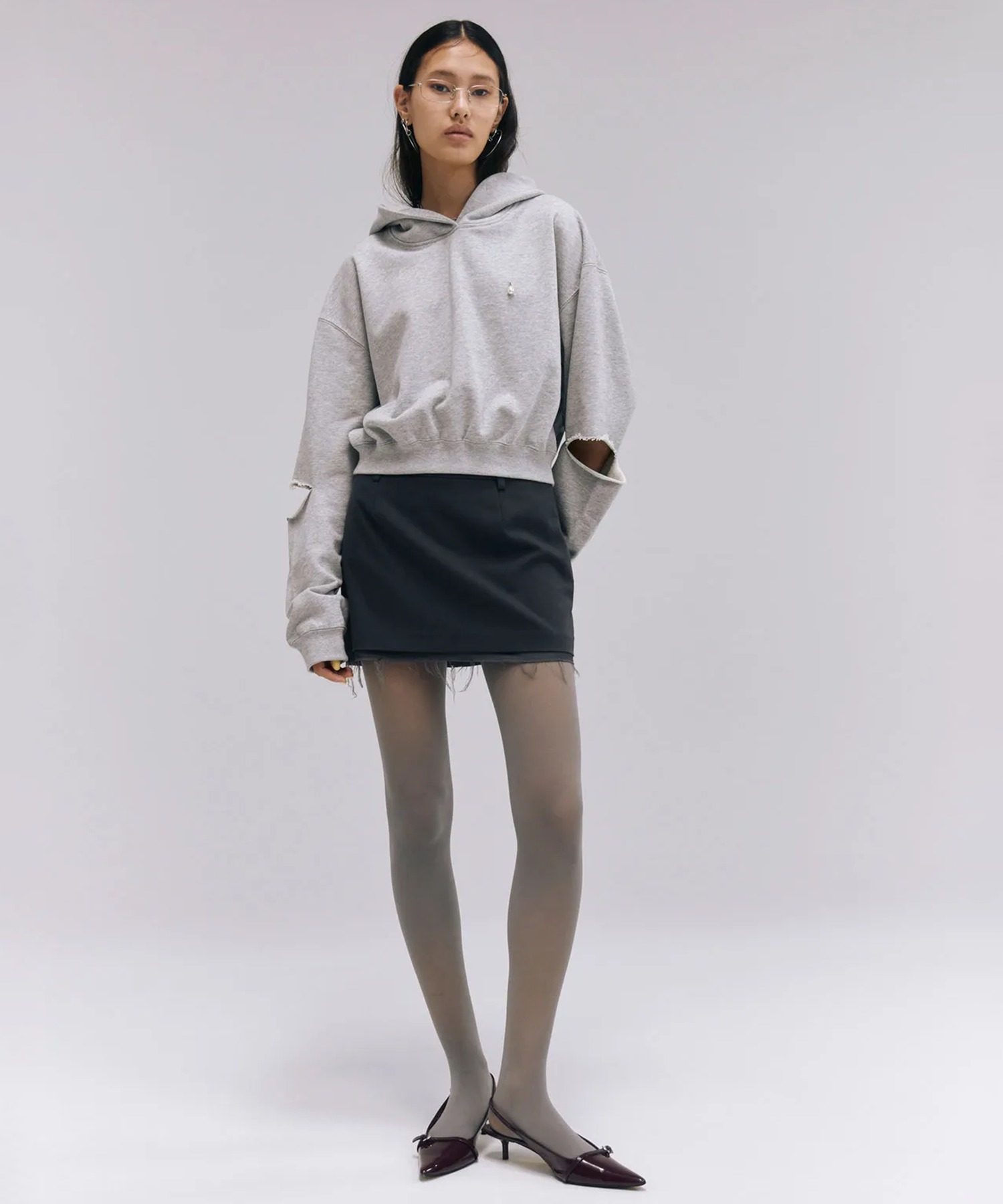 JOSEMOON/ジョゼムーン】SLIT SHORT HOODIE/スリットショート