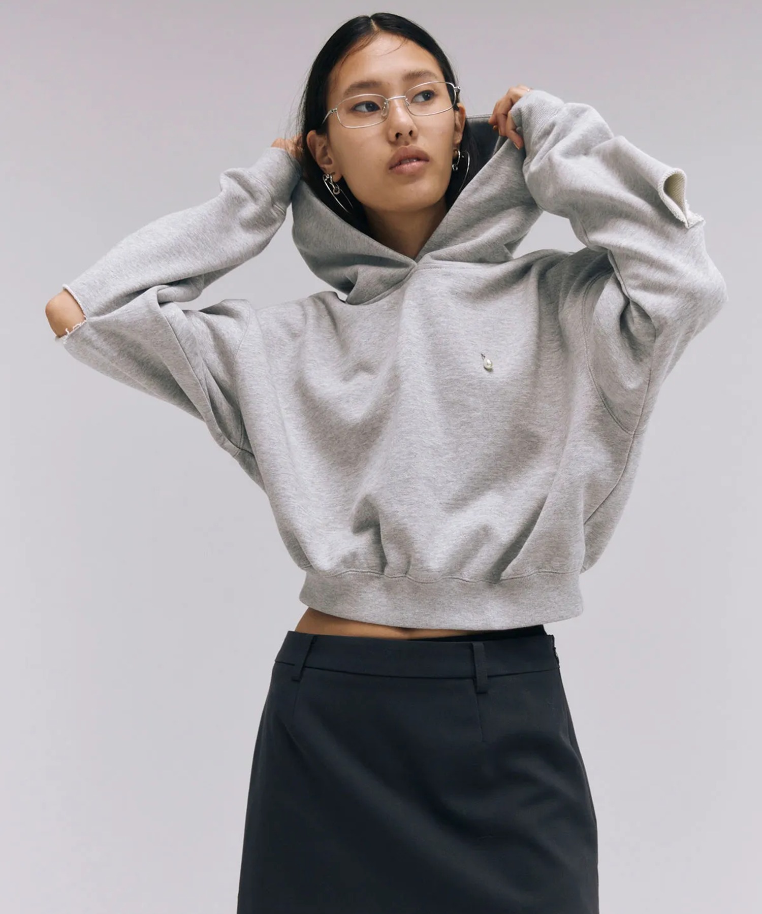 JOSE MOON SLIT SHORT HOODIE グレー JOSEMOON/ジョゼムーン】SLIT SHORT HOODIE/スリットショート
