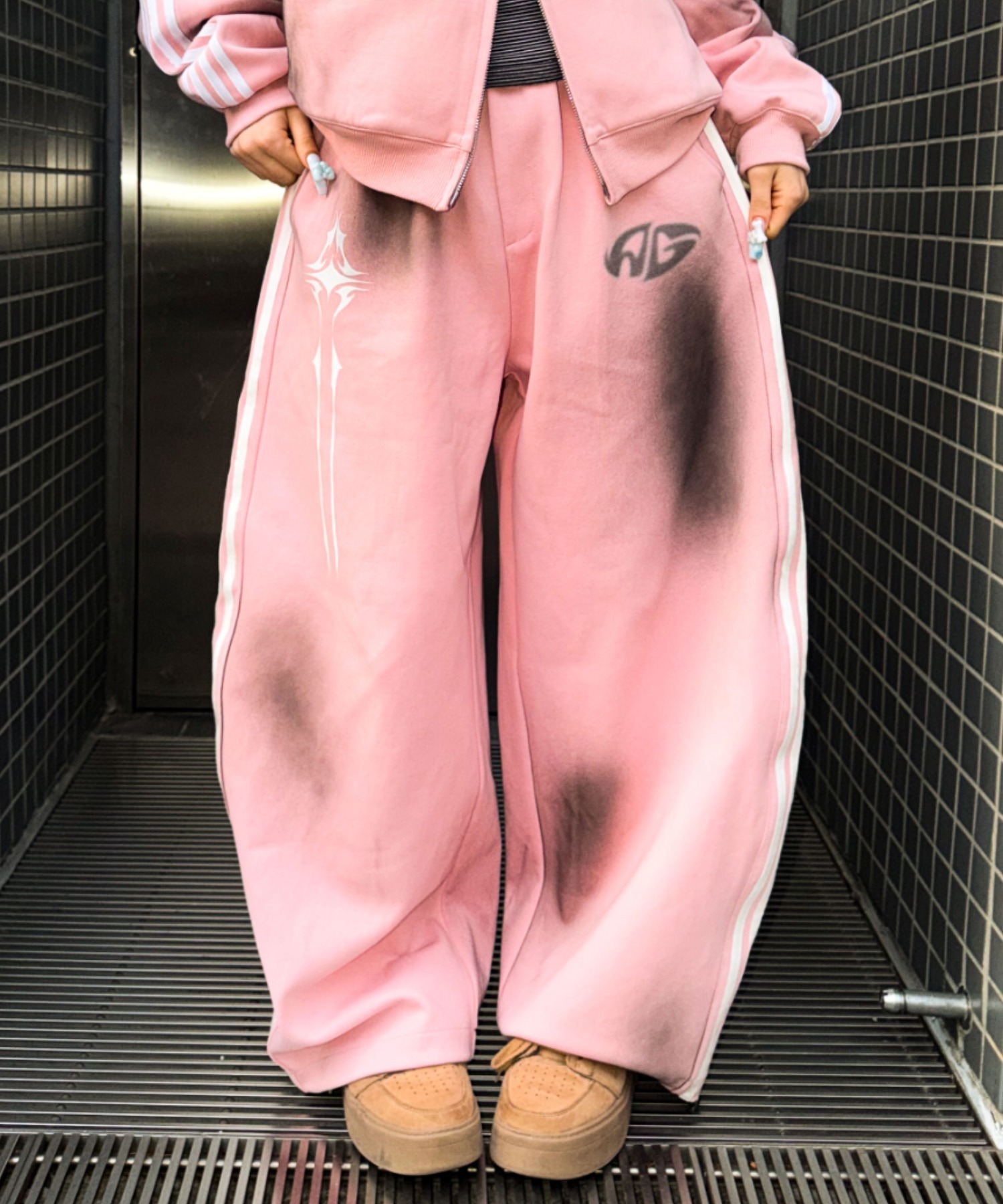 A'GEM/9 × .kom 『A'GEM/エージェム』加工ラインバレルパンツ A'gem│A