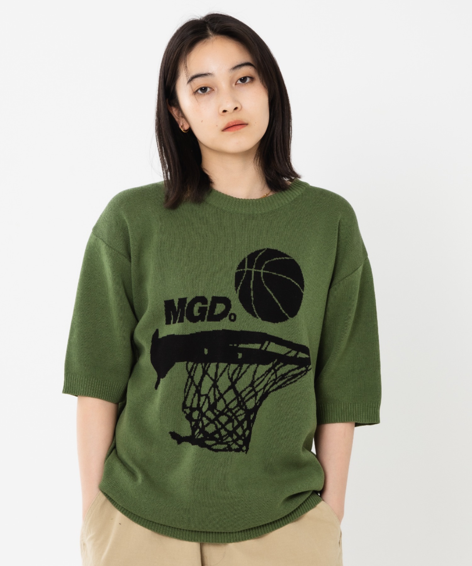 mahagrid/マハグリッド』MGD BASKET HALF KNIT/バスケットハーフニット