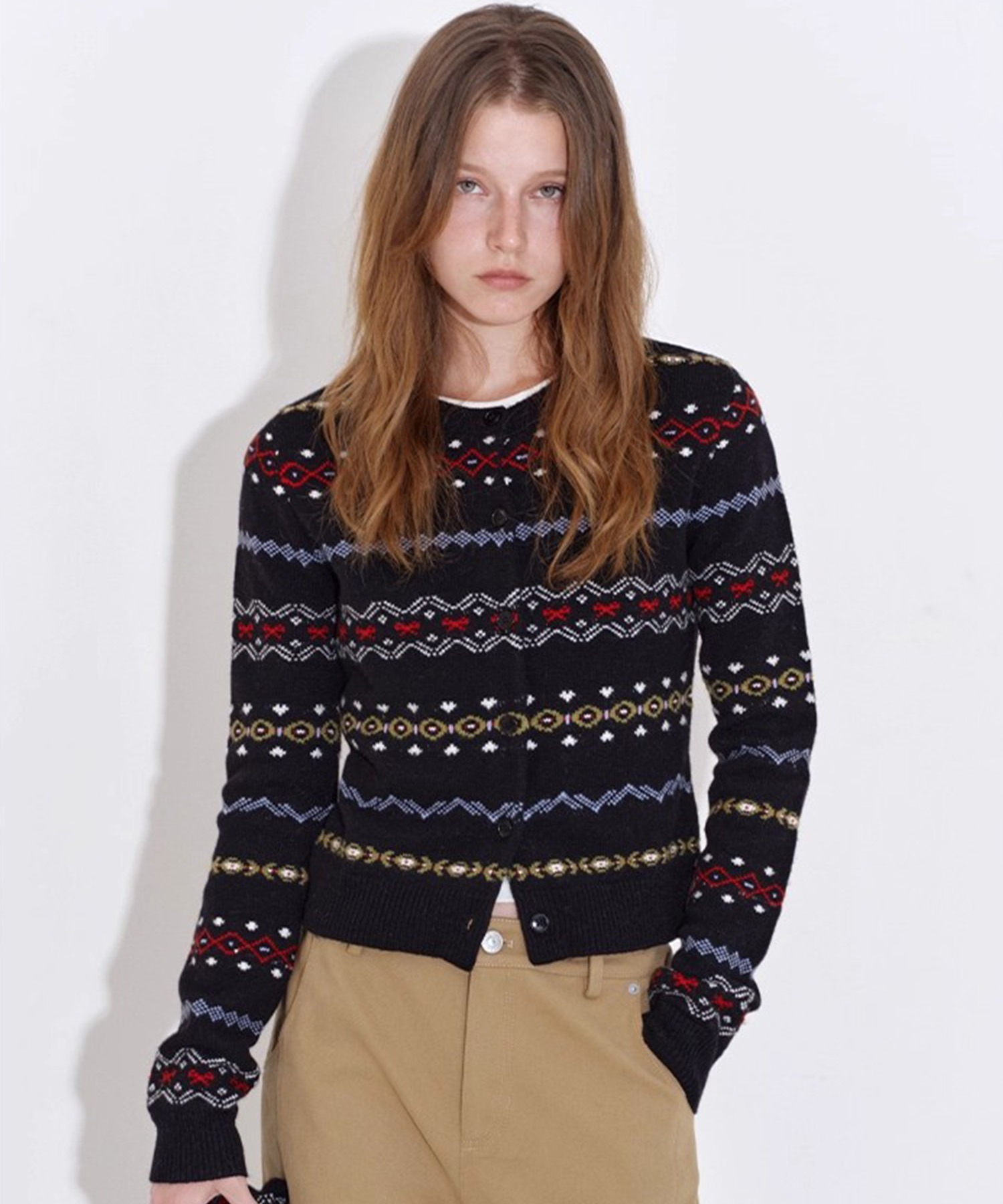 美品✨Mademoiselle NON NON フェアアイル柄 カーディガン 美品✨Mademoiselle NON NON フェアアイル柄 カーディガン