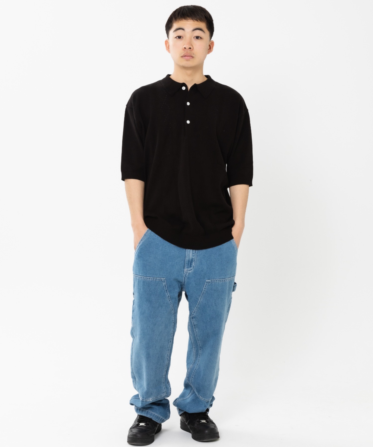 mahagrid/マハグリッド』DIAMOND HALF KNIT POLO/ダイアモンド