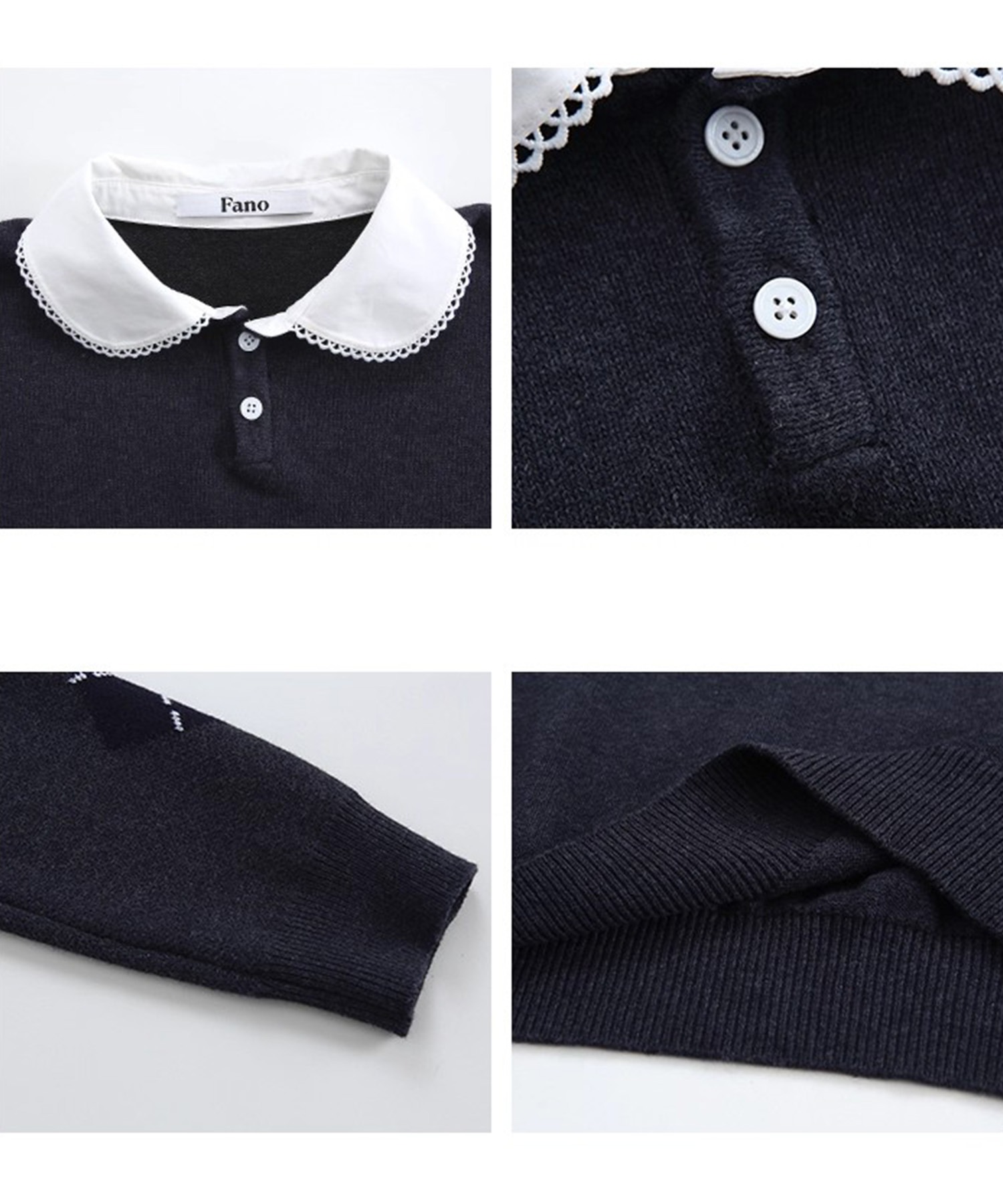 アーガイル柄 ウールポロニットトップス FQ25S240【Fano Studios