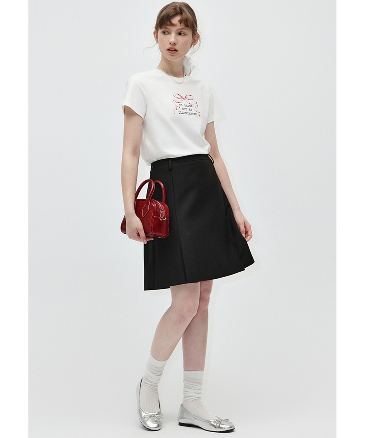 リボンデザイン レタリングプリントTシャツ FX24S147【Fano