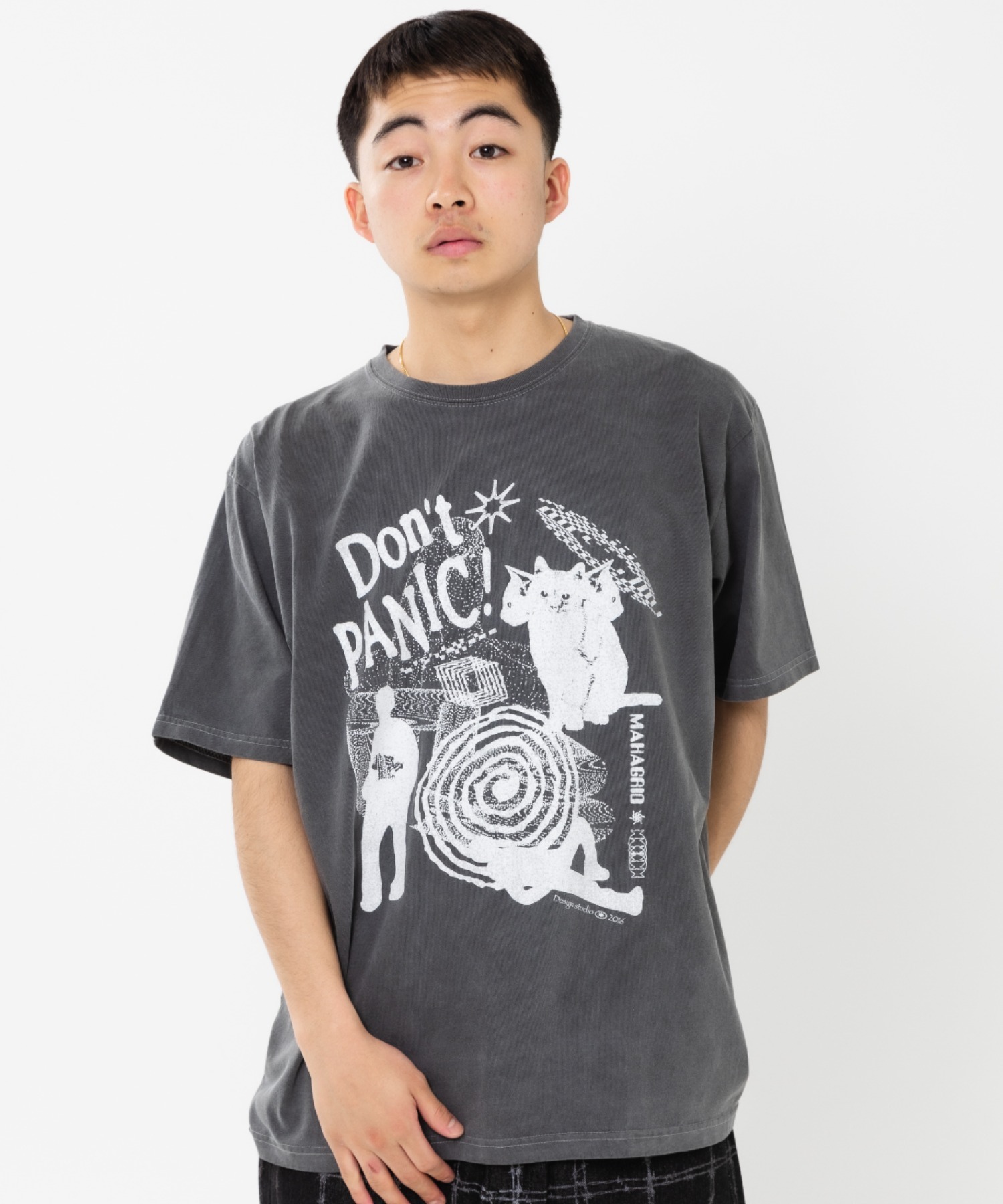 mahagrid/マハグリッド』DON'T PANIC PIGMENT TEE/ドントパニック