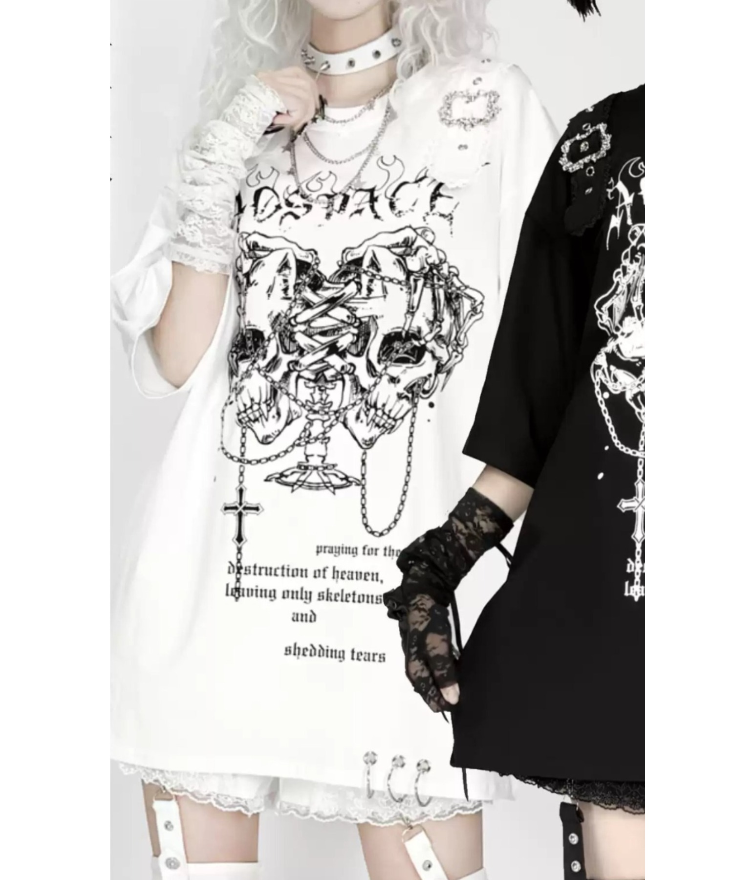 tシャツ A'GEM/9 × .kom 「AOSPACE」 ツインスカル半袖Tシャツ レディース メンズ A'GEM/9 × .kom 『AOSPACE』 ツインスカル半袖Tシャツ