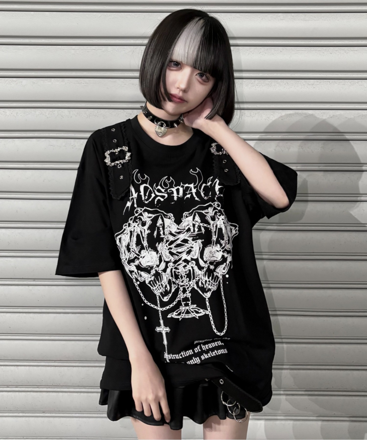 tシャツ A'GEM/9 × .kom 「AOSPACE」 ツインスカル半袖Tシャツ レディース メンズ A'GEM/9 × .kom 『AOSPACE』 ツインスカル半袖Tシャツ