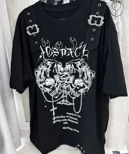tシャツ A'GEM/9 × .kom 「AOSPACE」 ツインスカル半袖Tシャツ レディース メンズ A'GEM/9 × .kom 『AOSPACE』 ツインスカル半袖Tシャツ