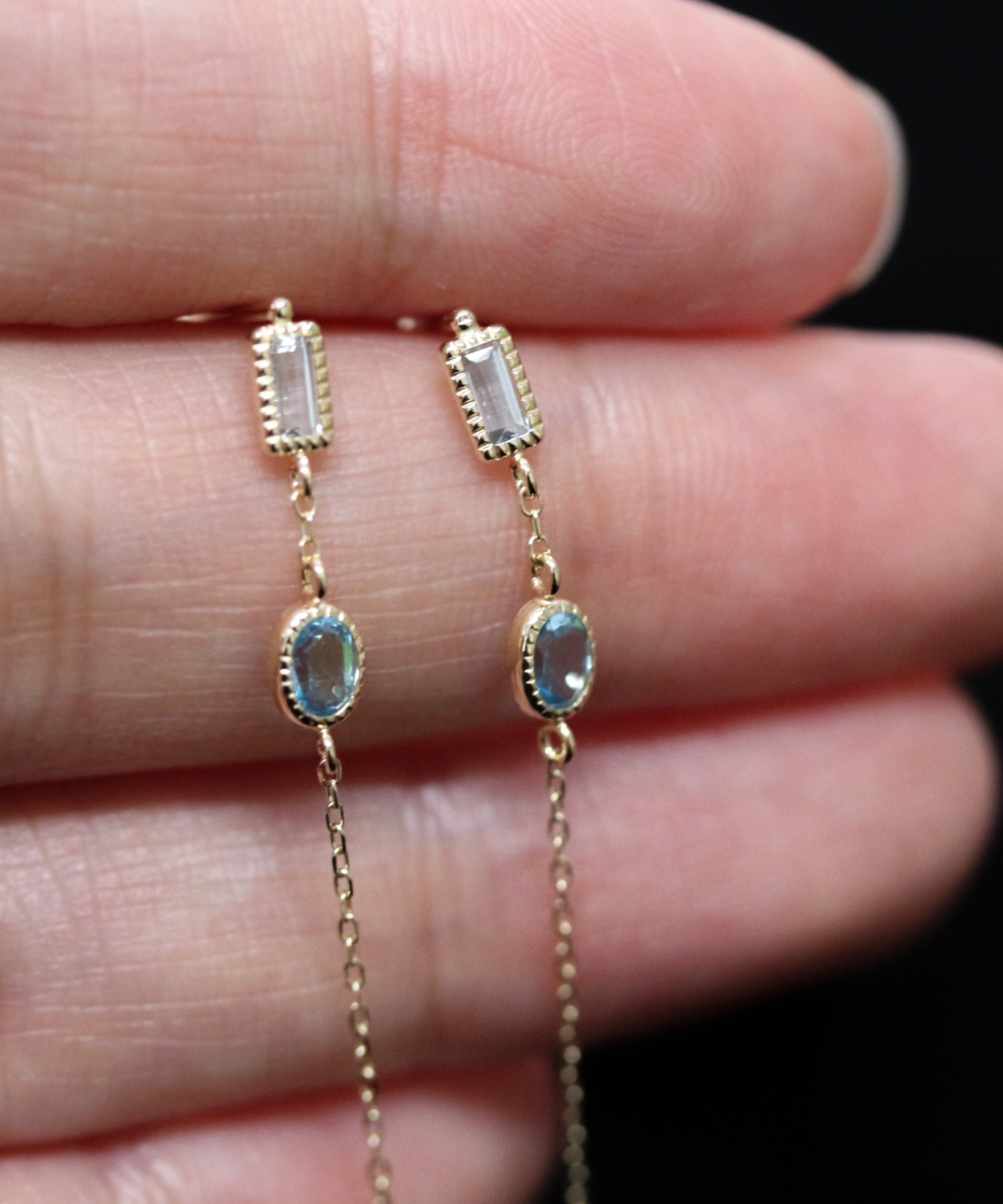 バイカラー チェーンフープ ピアス | K10YG キュイキュイ K10YG バイ