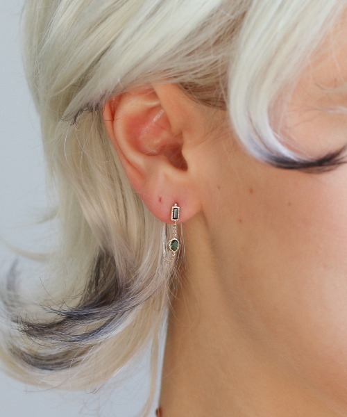 バイカラー チェーンフープ ピアス | K10YG