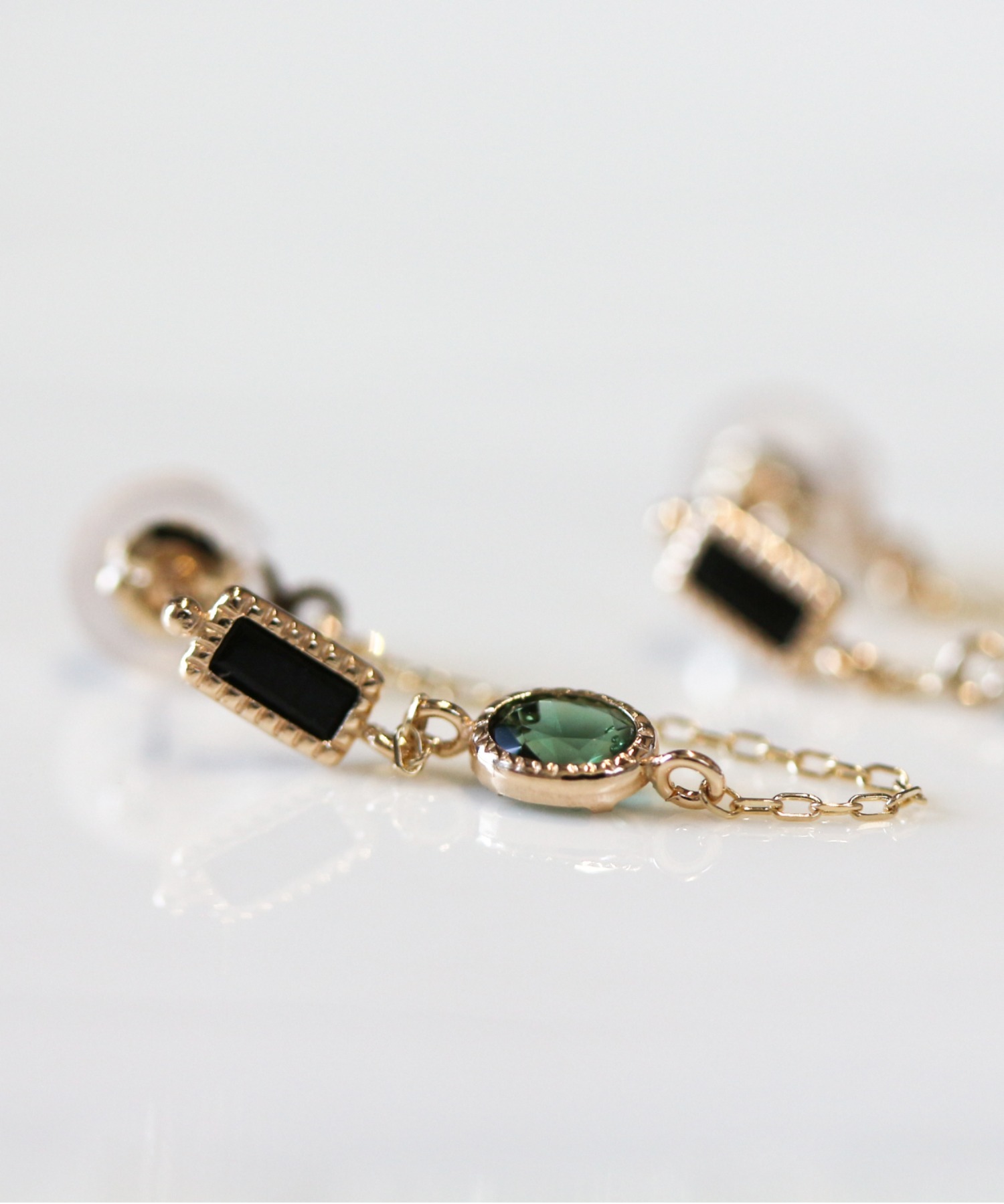 バイカラー チェーンフープ ピアス | K10YG