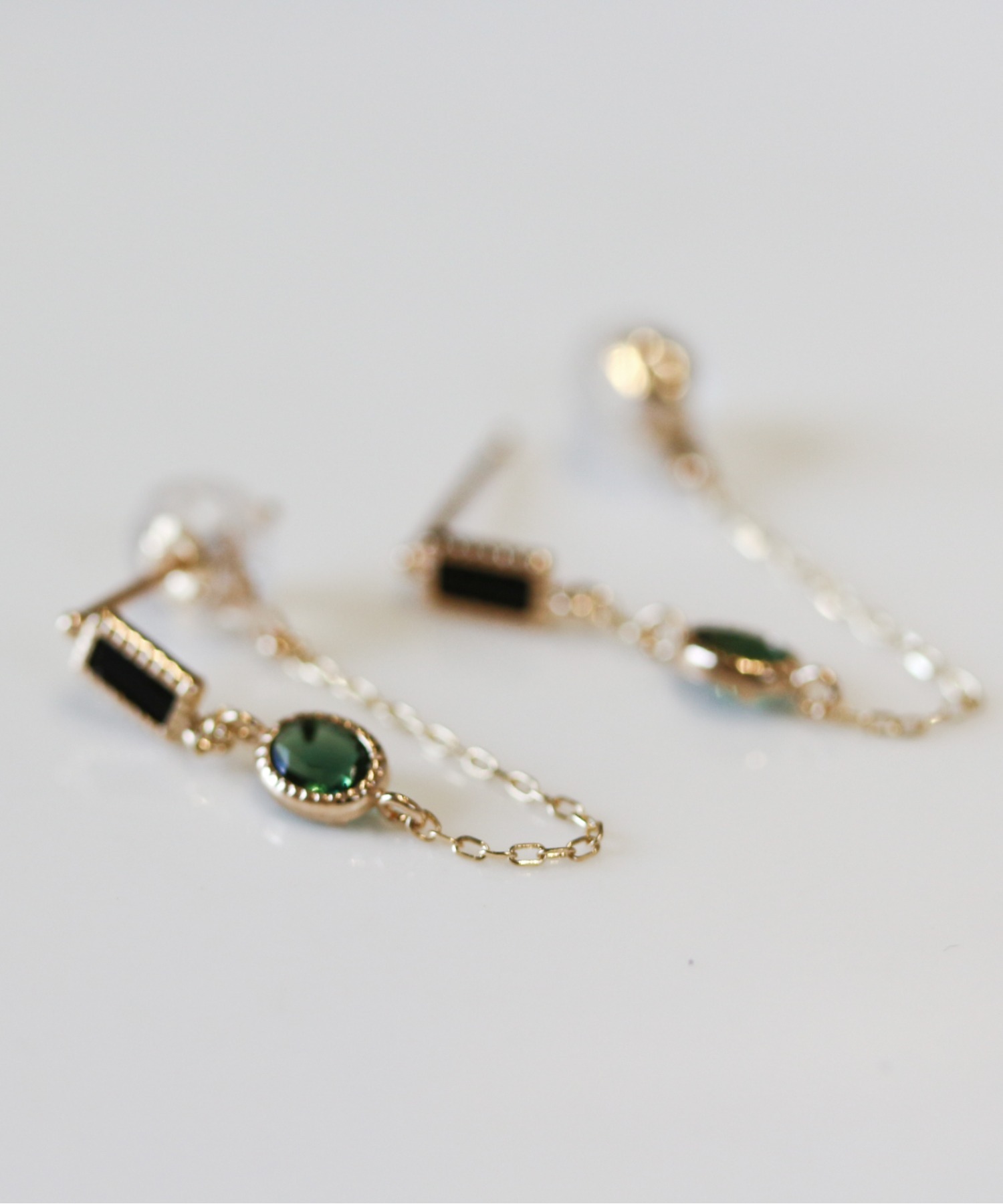 バイカラー チェーンフープ ピアス | K10YG