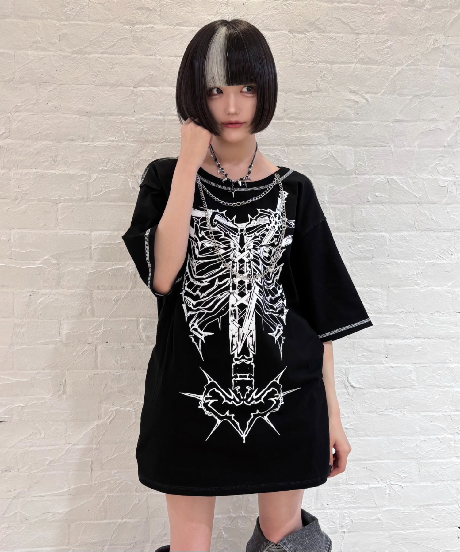 AGEM(エージェム) ブラック Tシャツ フリーサイズ　スカル AGEM(エージェム) ブラック Tシャツ フリーサイズ スカル A'GEM