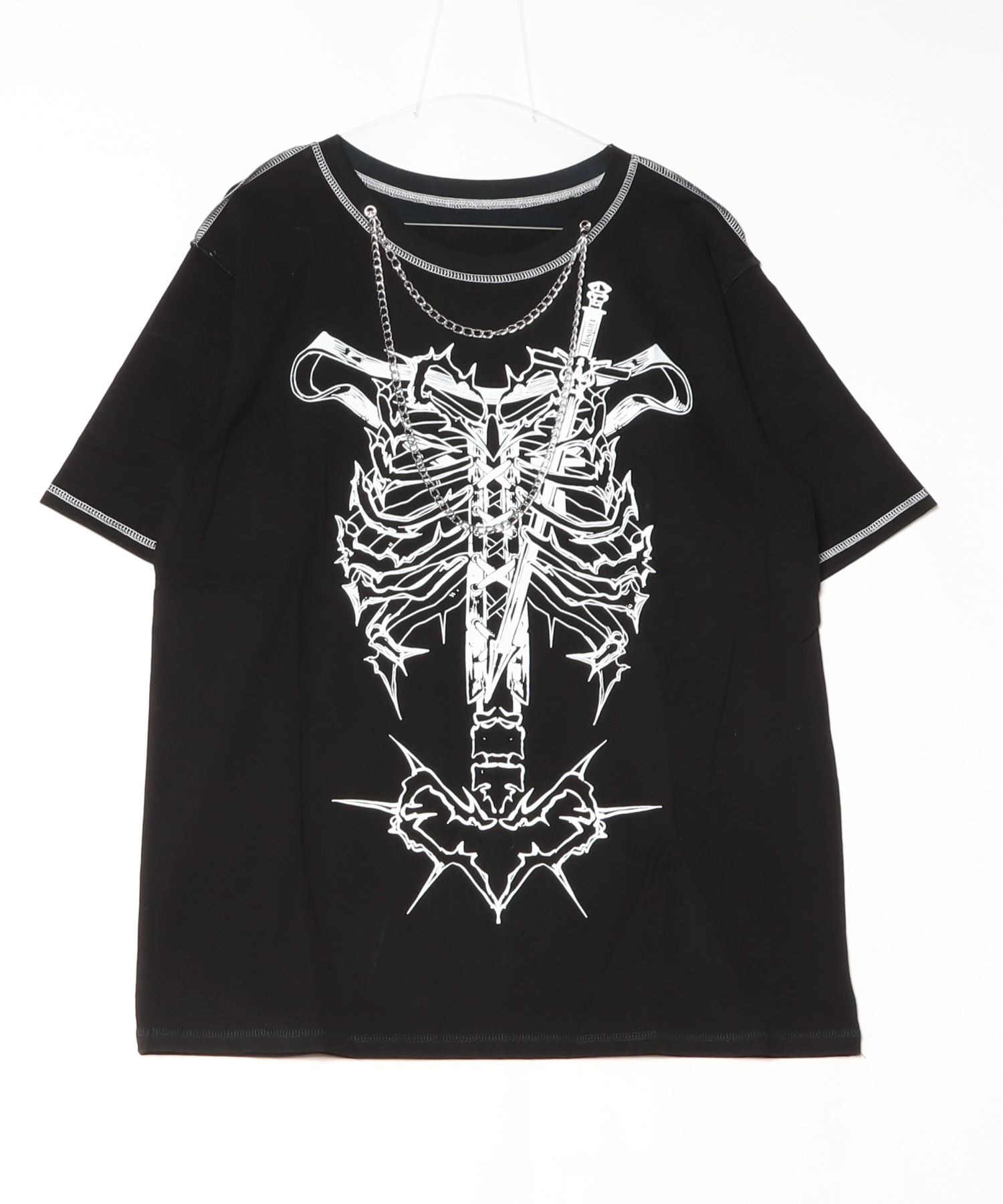 A'GEM/9 × .kom 『AOSPACE』ステッチスカル半袖Tシャツ