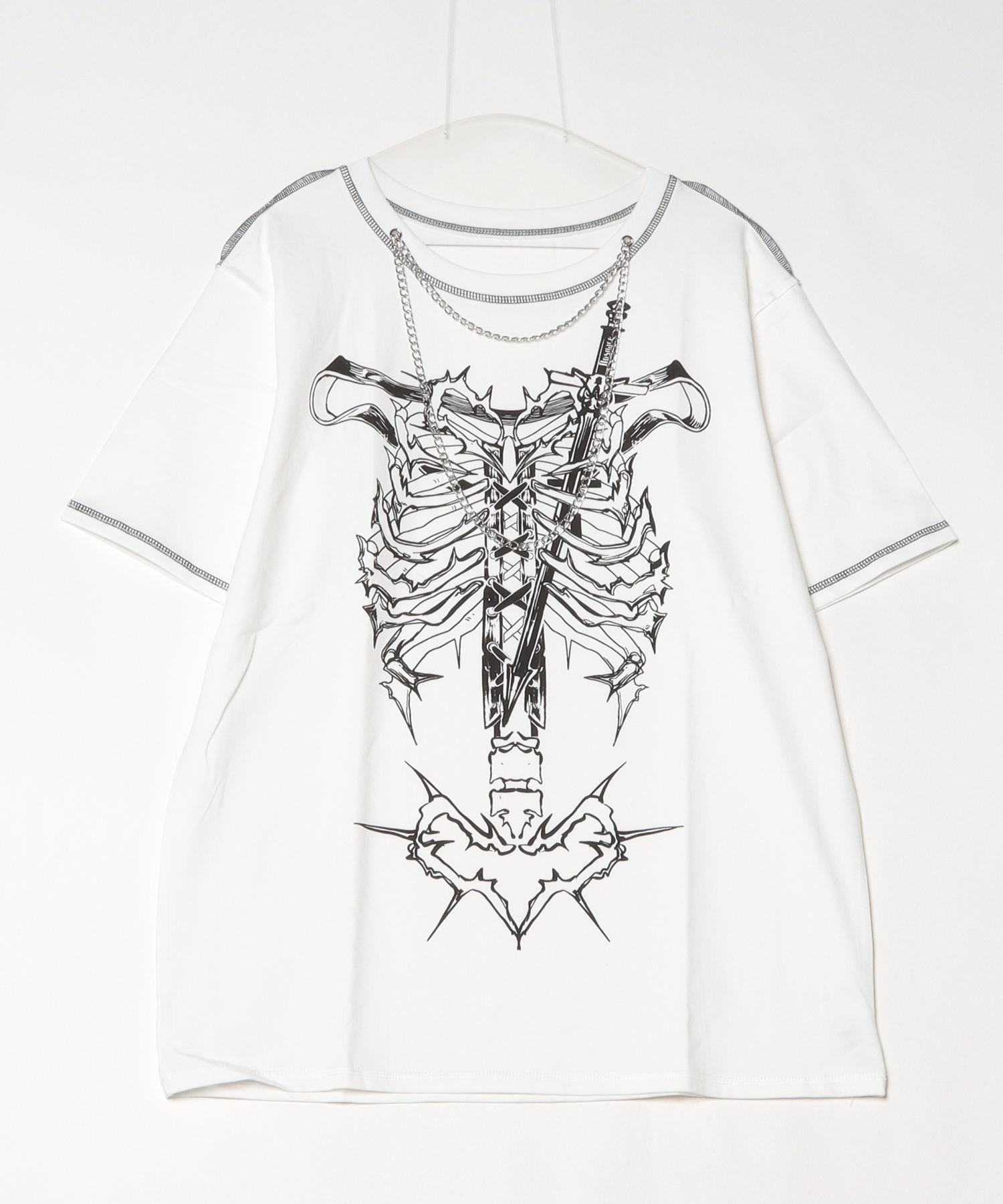 A'GEM/9 × .kom 『AOSPACE』ステッチスカル半袖Tシャツ