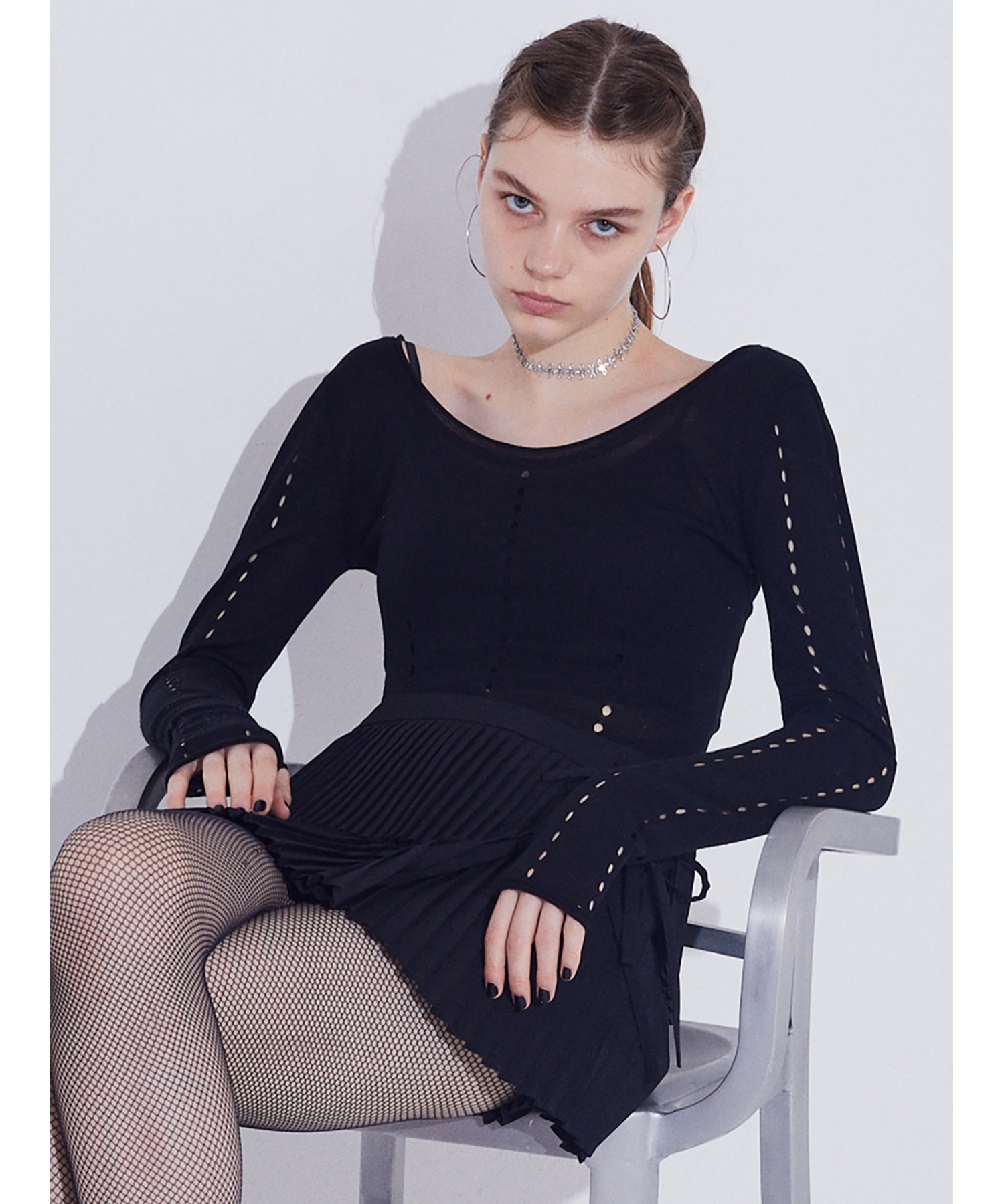 Sheer Wool Eyelet Top