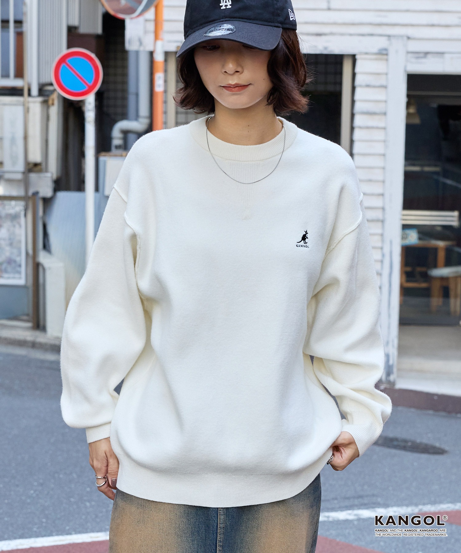 KANGOL/カンゴール 別注 ロゴ ワンポイント刺繍スウェットライククルー 