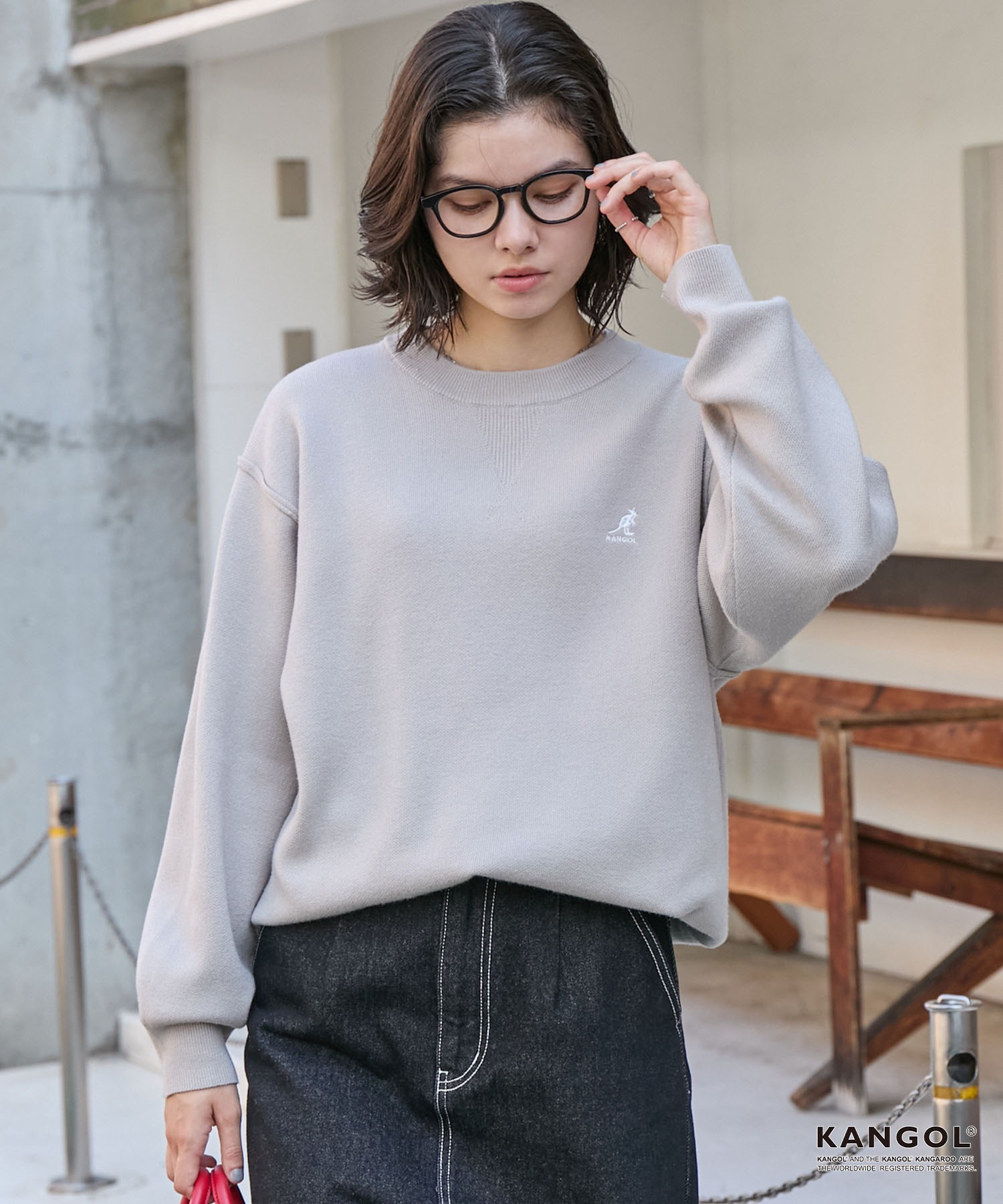 KANGOL/カンゴール 別注 ロゴ ワンポイント刺繍スウェットライククルー