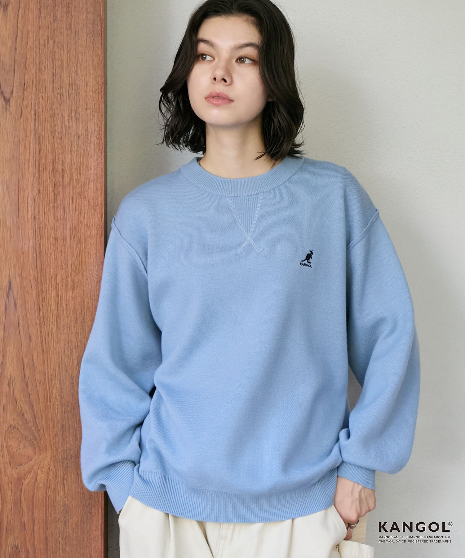 KANGOL/カンゴール 別注 ロゴ ワンポイント刺繍スウェットライククルー