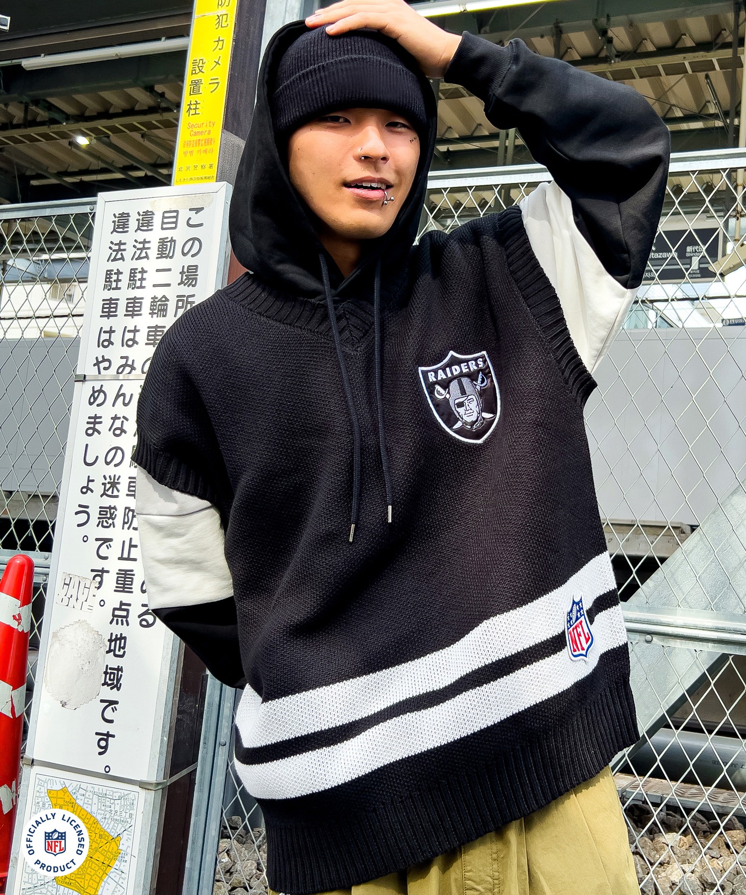 ［NFL×A'gem KNITTED VEST］アップリケ刺繍ニットベスト