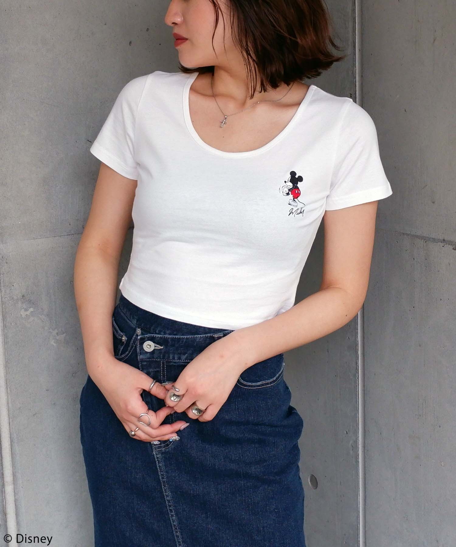 【Disney/ディズニー/ミッキーマウス】刺繍ちびTシャツ