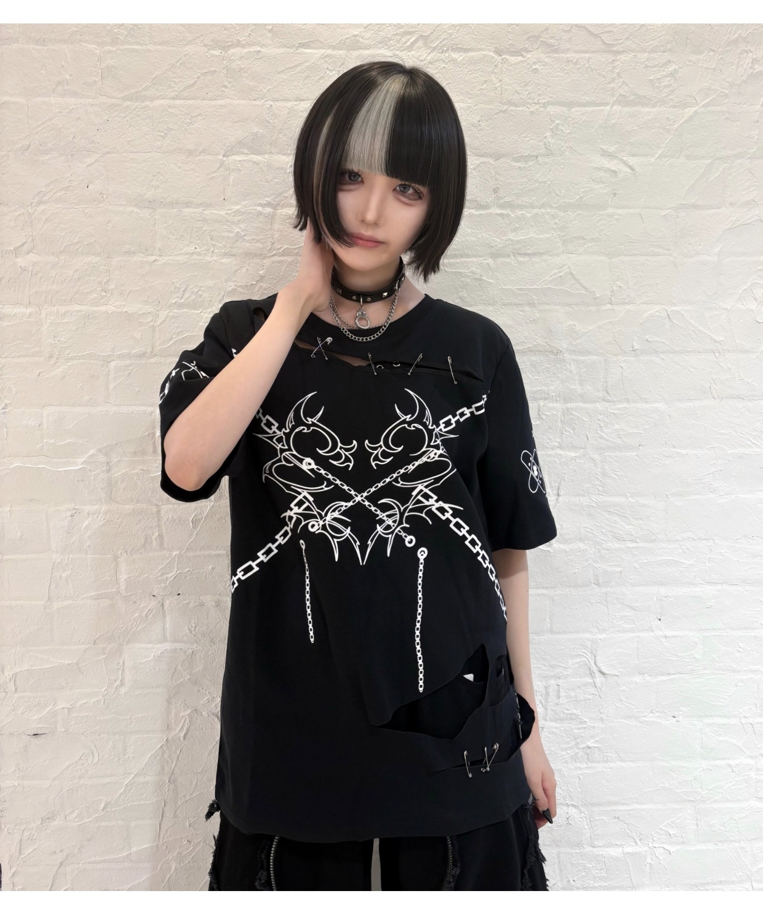 tシャツ A'GEM/9 × .kom 「AOSPACE」アンピンプリント半袖Tシャツ レディース メンズ A'GEM/9 × .kom 『AOSPACE』アンピンプリント半袖Tシャツ