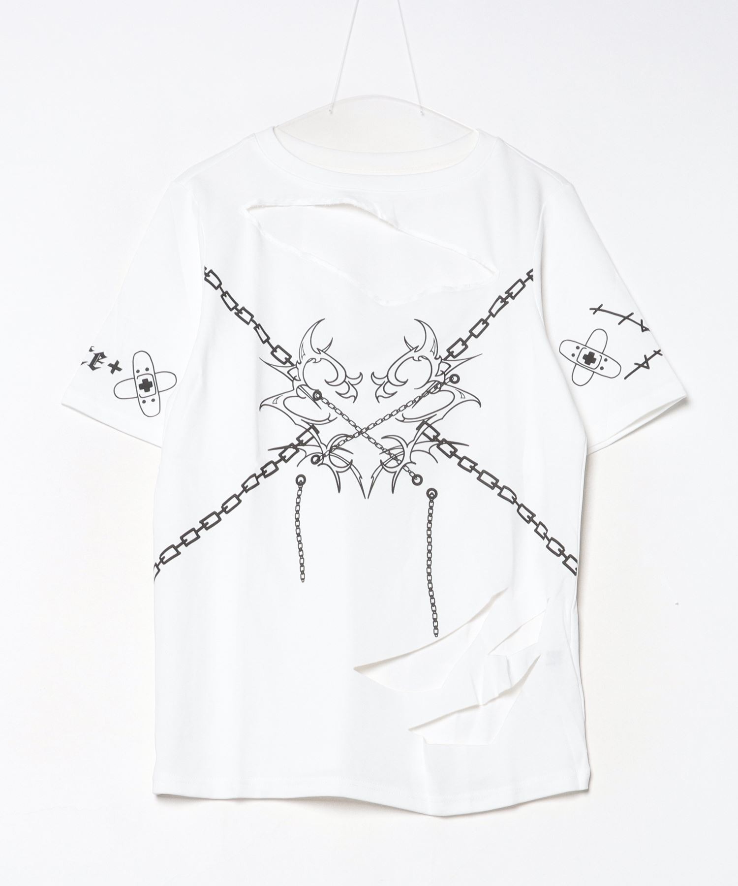 A'GEM/9 × .kom『AOSPACE』安ピン付きチェーンプリントTシャツ アクロ