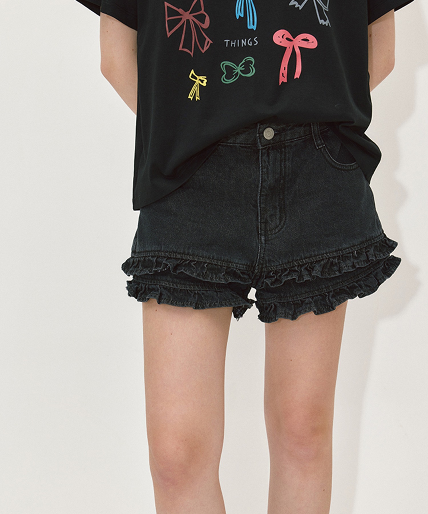 フリルデザイン デニムショートパンツ FX24K051【Fano Studios  