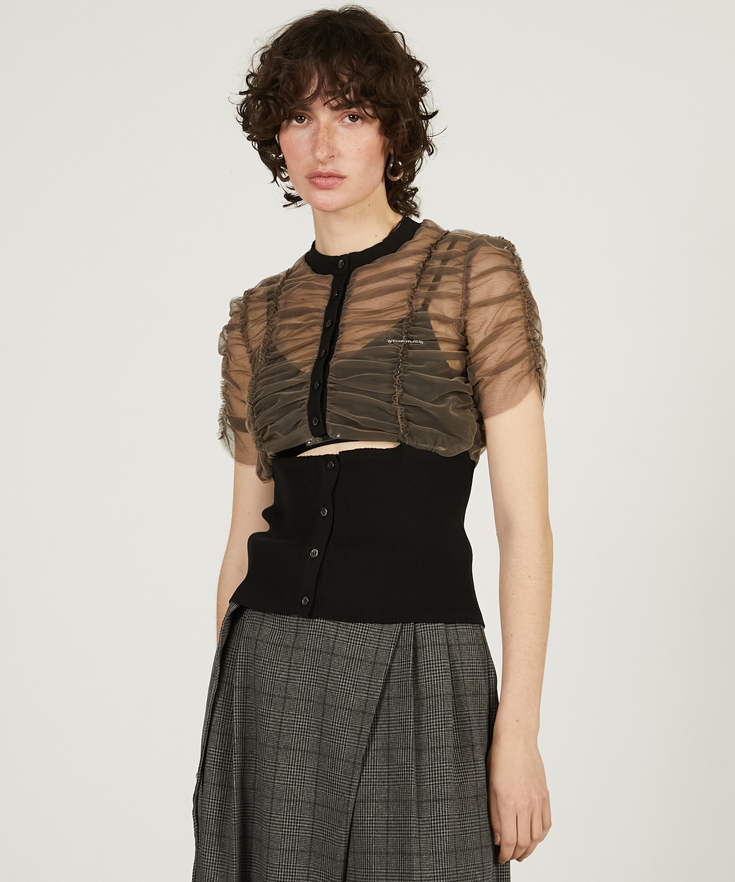 Pre-Order】チュールコンビニットカーディガン / Tulle Combi Knit 