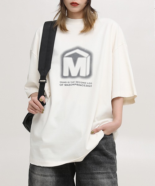 M.P Studios】Oversized brand logo blur print TEE DT3123 M.P