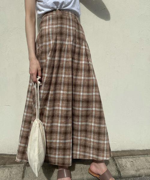 ISOOKCheck pleated long 【SALE／98%OFF】 skirt チェックプリーツロングスカート select 松尾瞳 WEB限定カラー