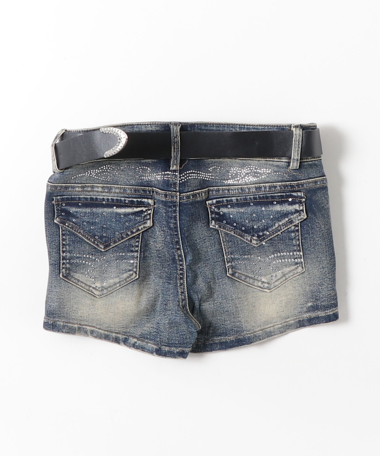 A'GEM/9 × .kom 『.KOM/ドットケーオーエム』Rhinestone Belt Denim